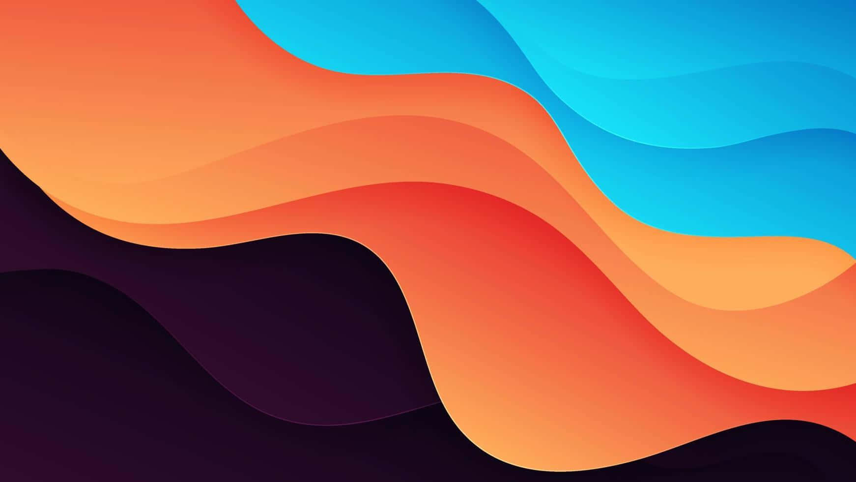 vibrant abstract wave gradient, orange, blue, HD Desktop Wallpaper