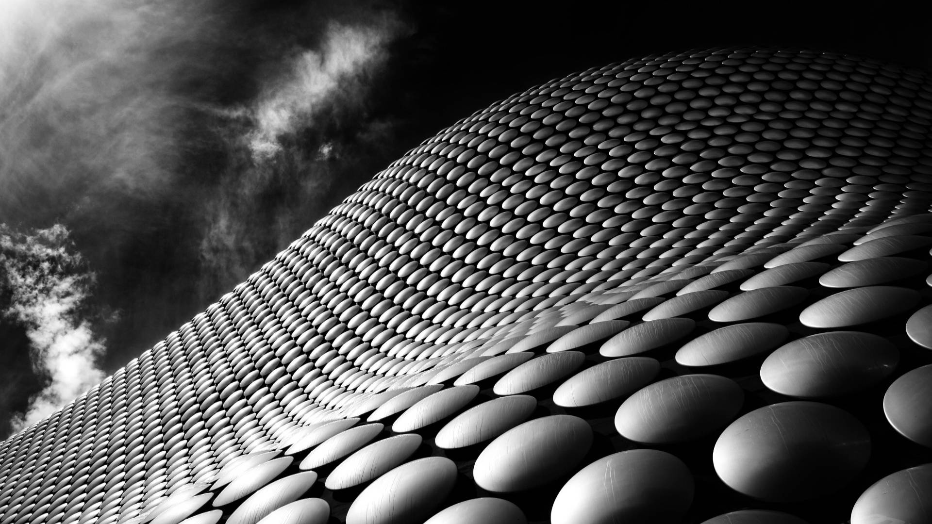 4K Abstract, black and white, curved building, Full HD Desktop Wallpaper