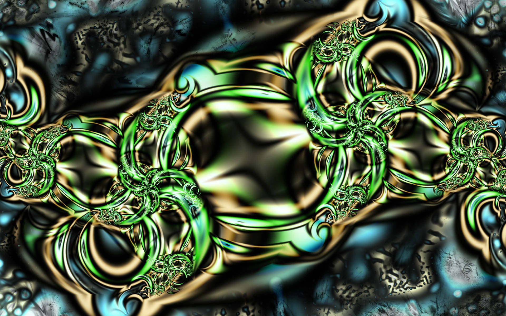 4K Abstract, gold fluid, vibrant green, Full HD Desktop Wallpaper