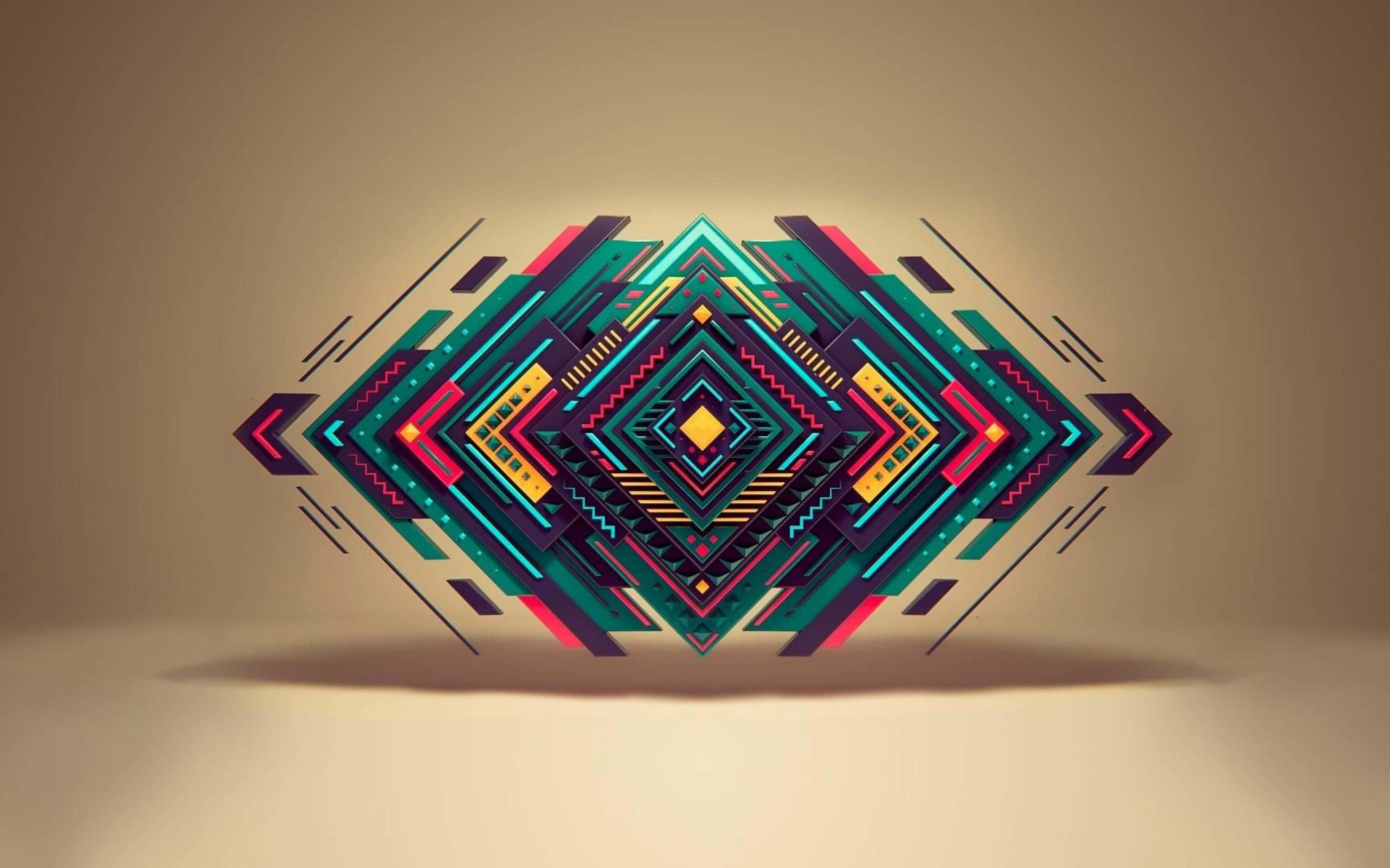 geometric abstract design, neon teal, pink, 4K Desktop Wallpaper