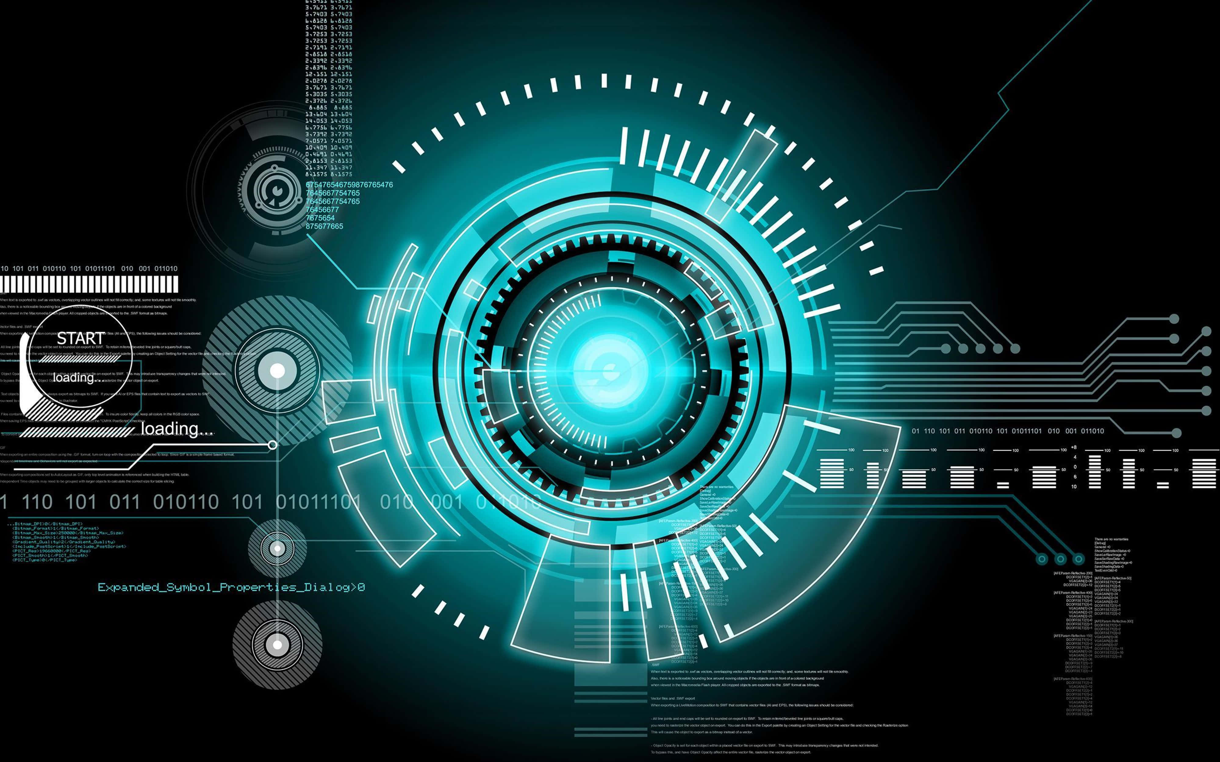 4K tech, glowing cyan, futuristic interface, 4K Desktop Wallpaper