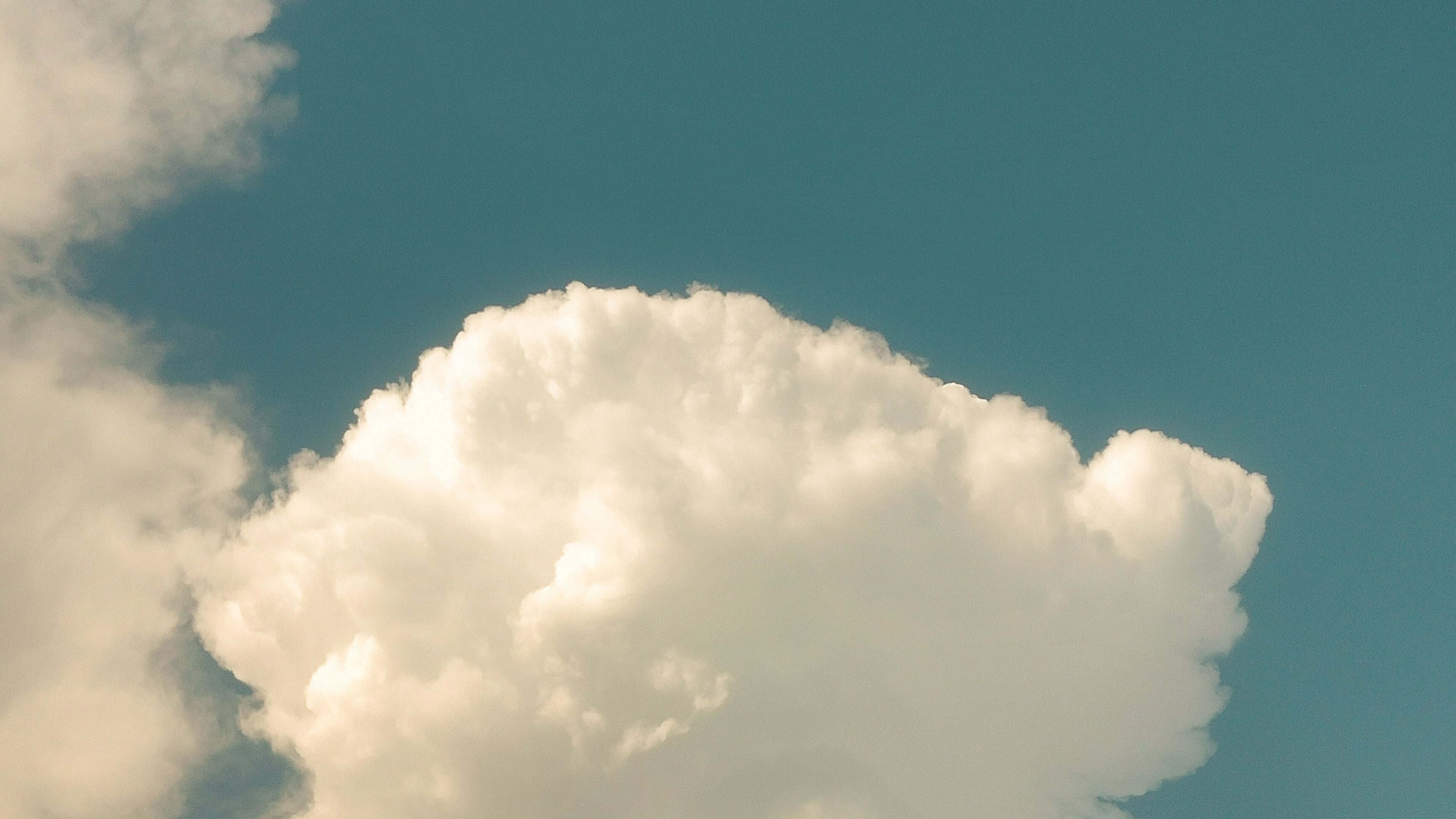 serene cloudscape, teal blue sky, fluffy white cloud, 4K Desktop Wallpaper