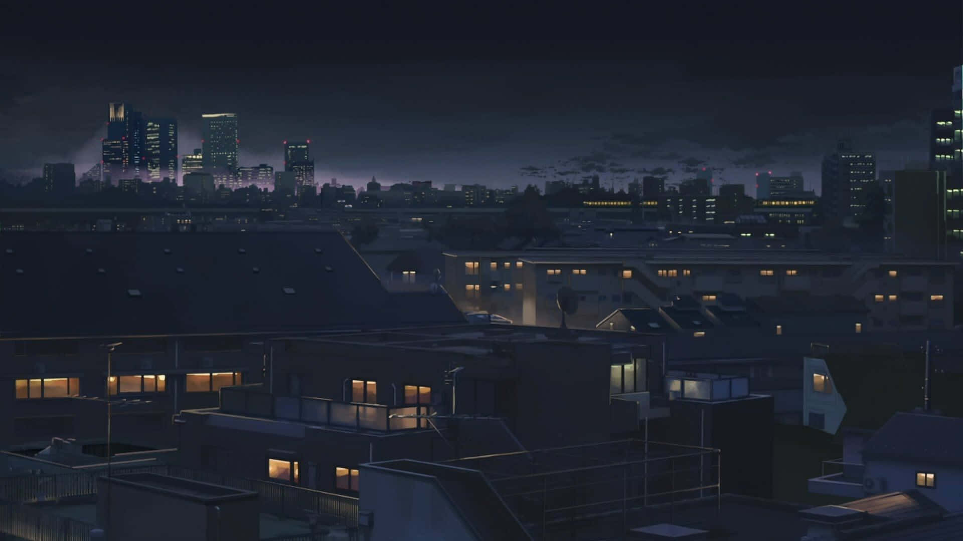 4K Aesthetic, cityscape, glowing windows, Full HD Desktop Wallpaper