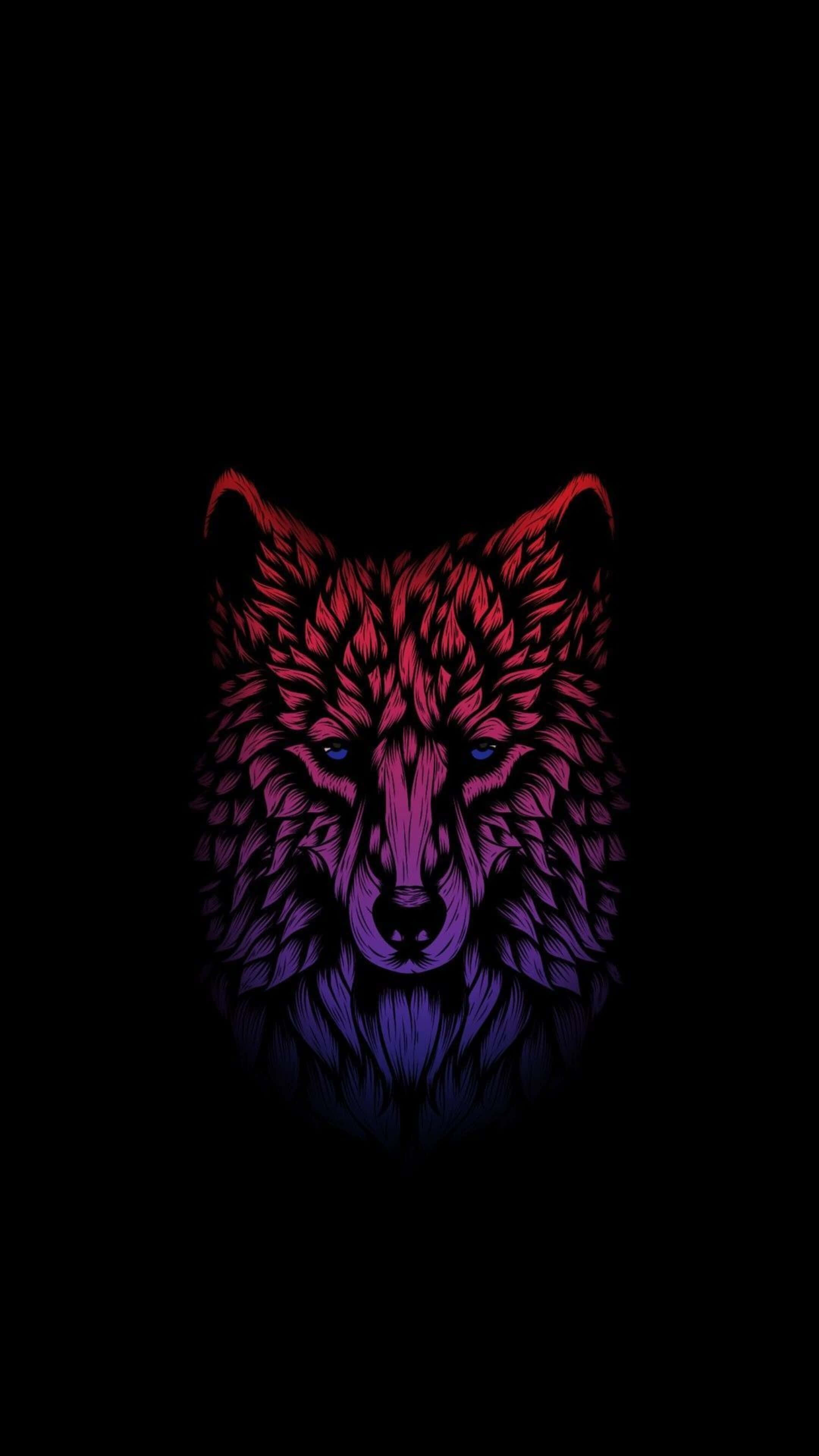 4K Amoled Phone, wolf head, red to purple gradient, 4K Phone Wallpaper