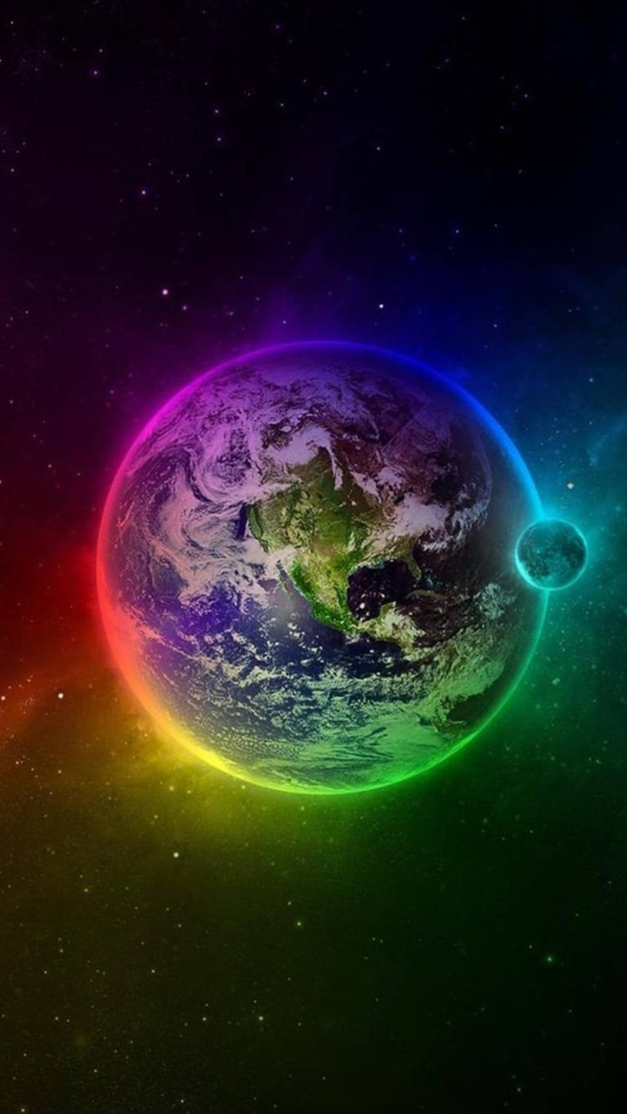 4K Android Earth, rainbow aura, Earth, Full HD Phone Wallpaper