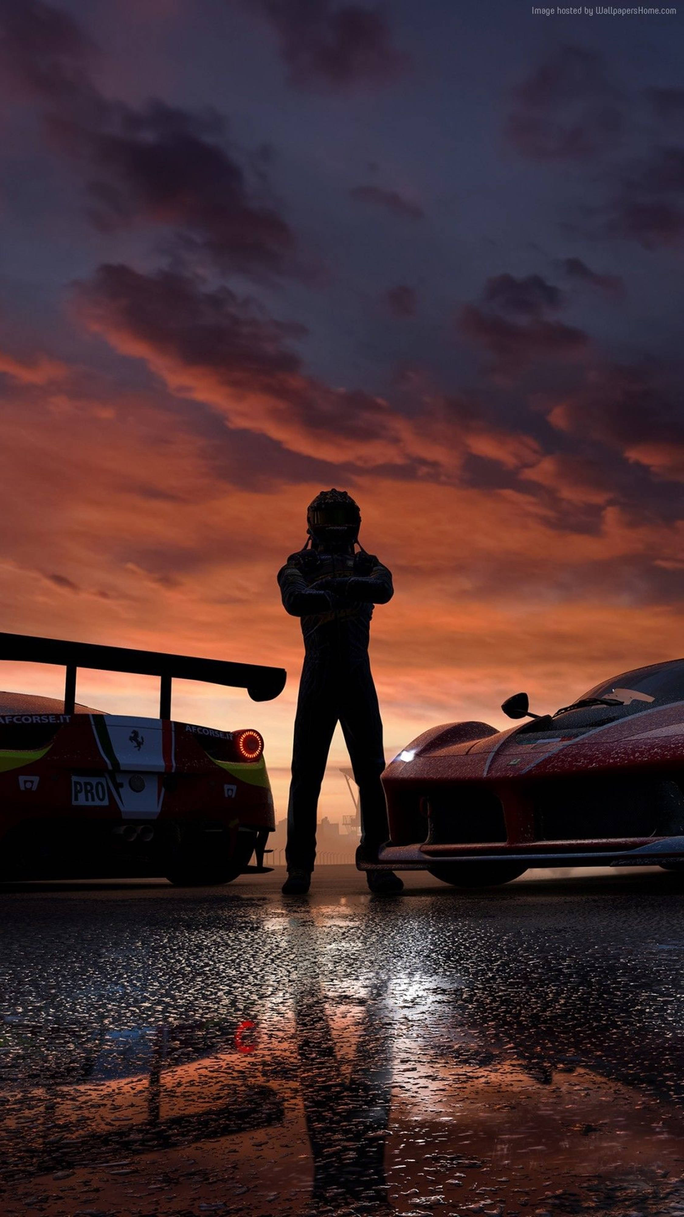 4K Mobile, race car driver, high-performance sports cars, 4K Phone Wallpaper