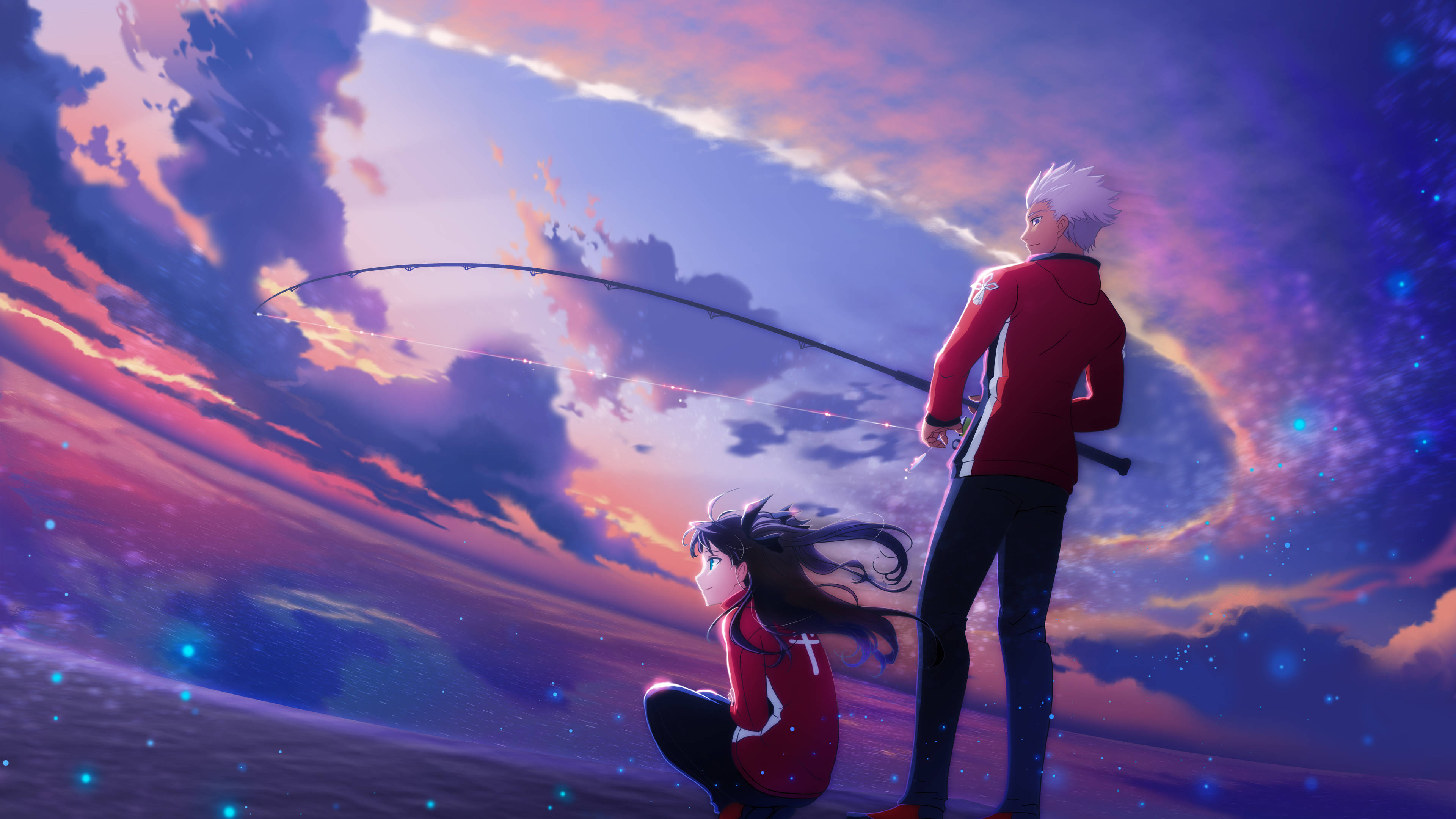4K Anime Art, neon colored, vibrant cosmic sky, 4K Desktop Wallpaper