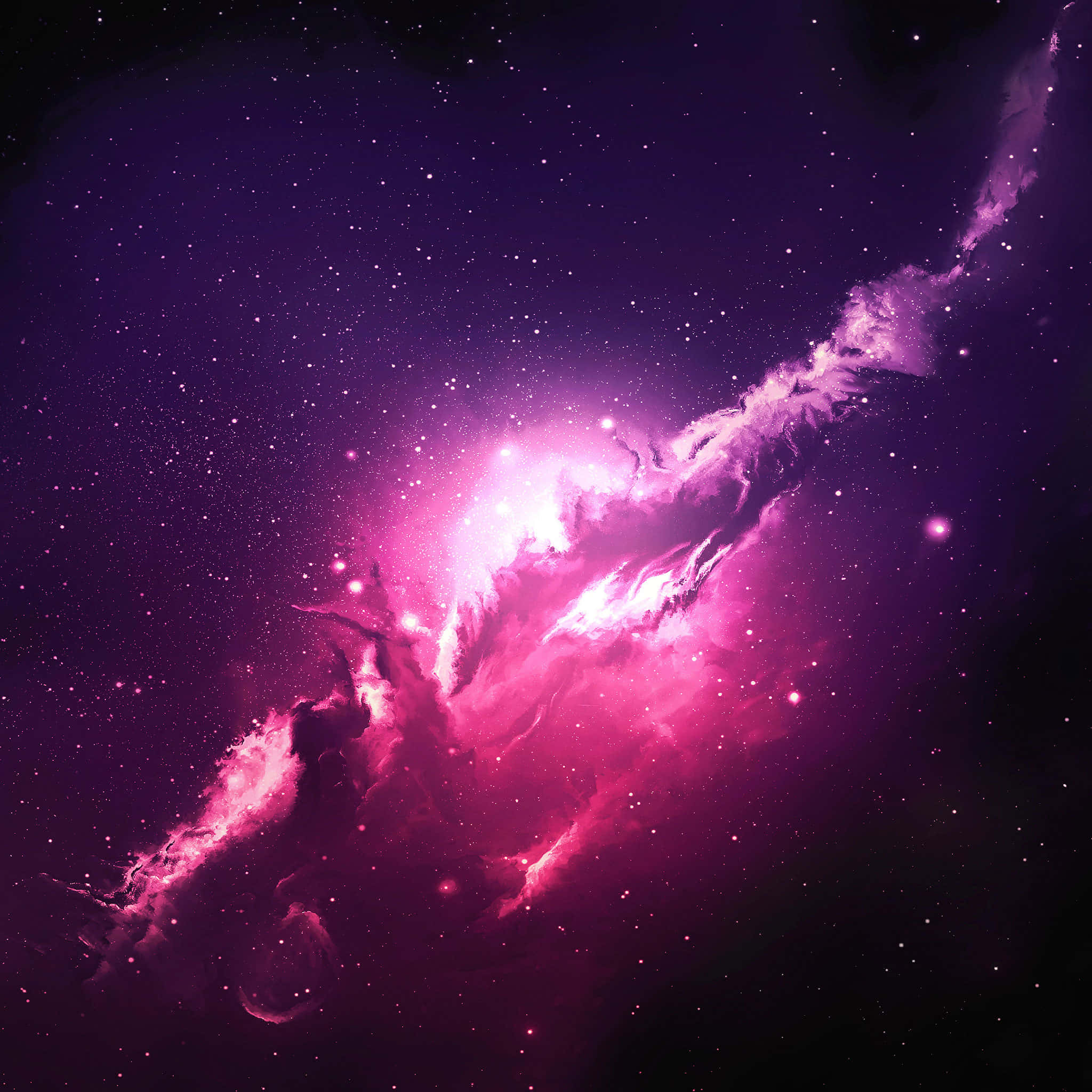 4K Anime Space, pink and purple nebula, starry cosmic backdrop, Full HD Desktop Wallpaper