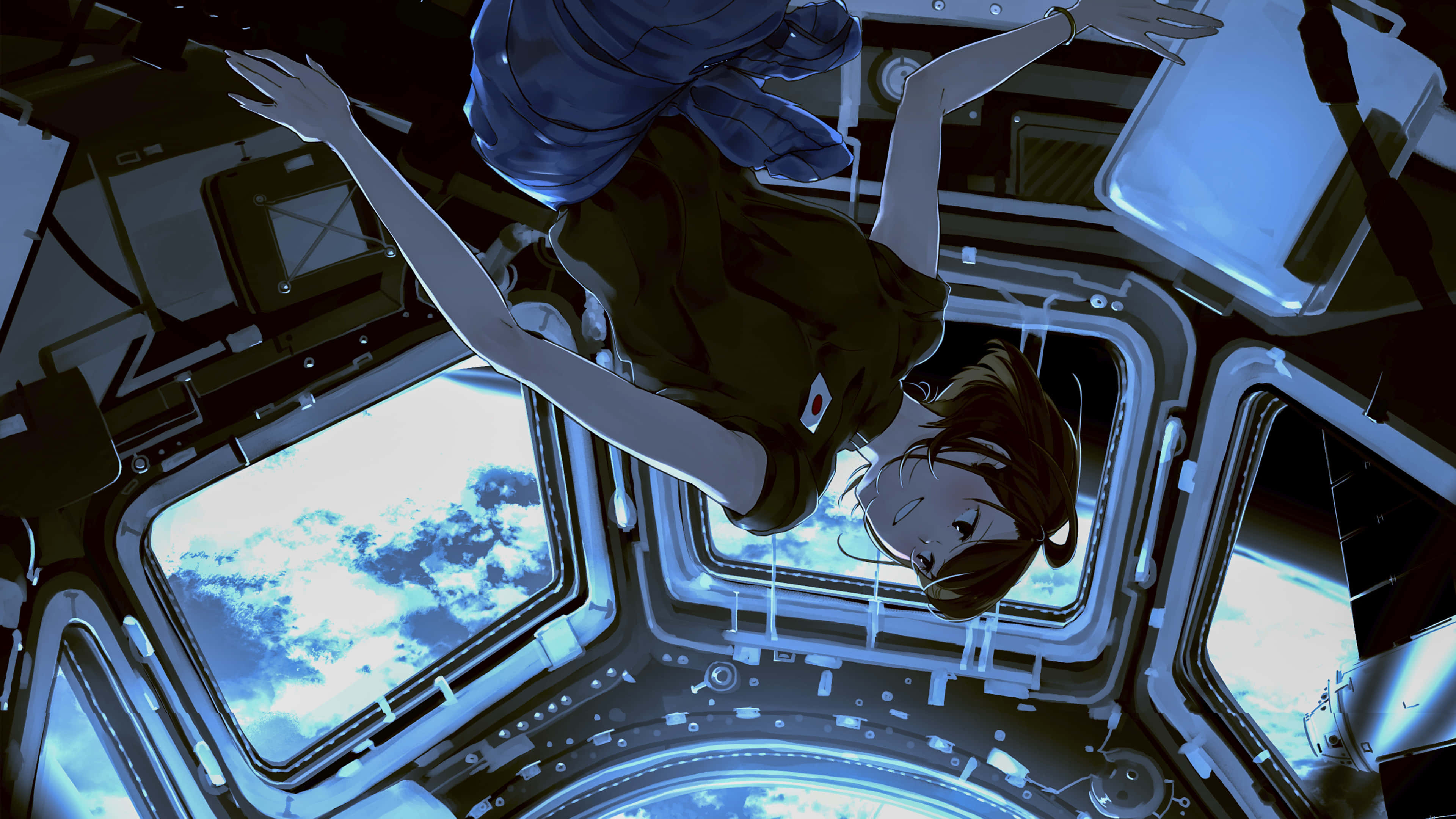 4K Anime Space, anime astronaut, spacecraft cabin, 4K Desktop Wallpaper
