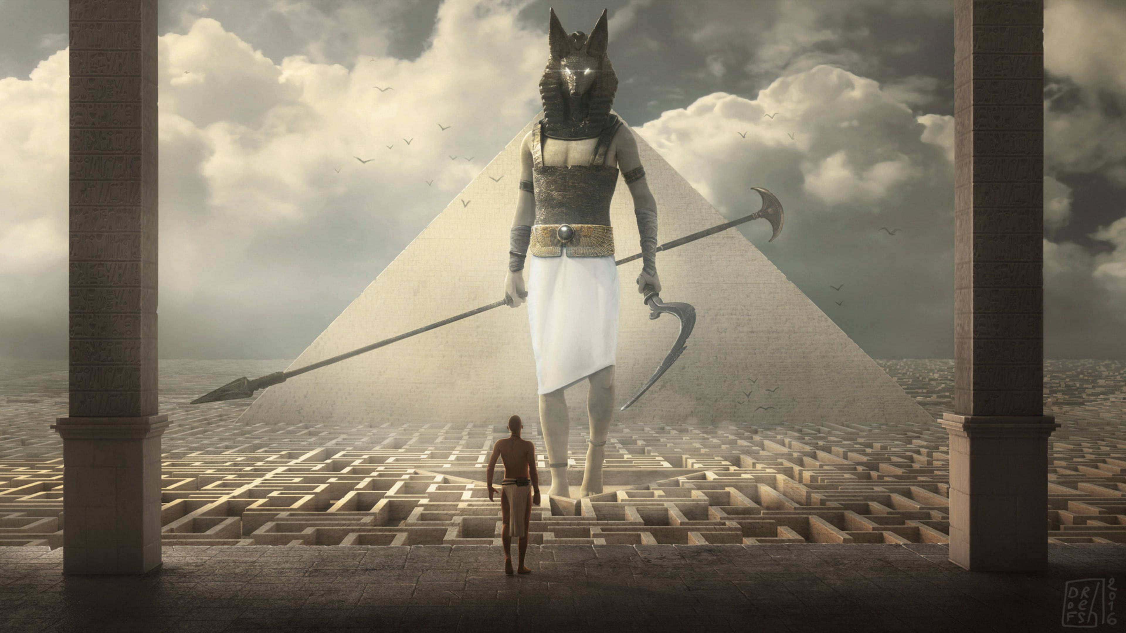 Anubis, staff, flail, 4K Desktop Wallpaper