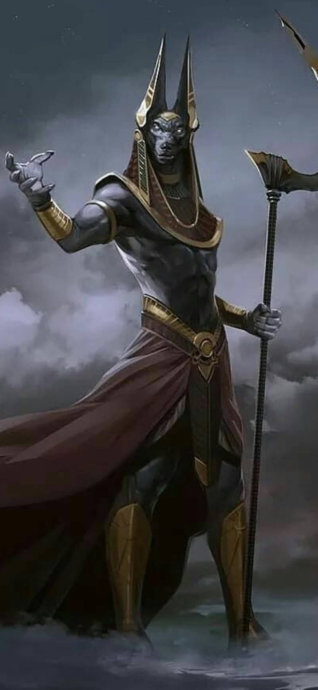 Anubis, dark robes, gold trim, Full HD Phone Wallpaper