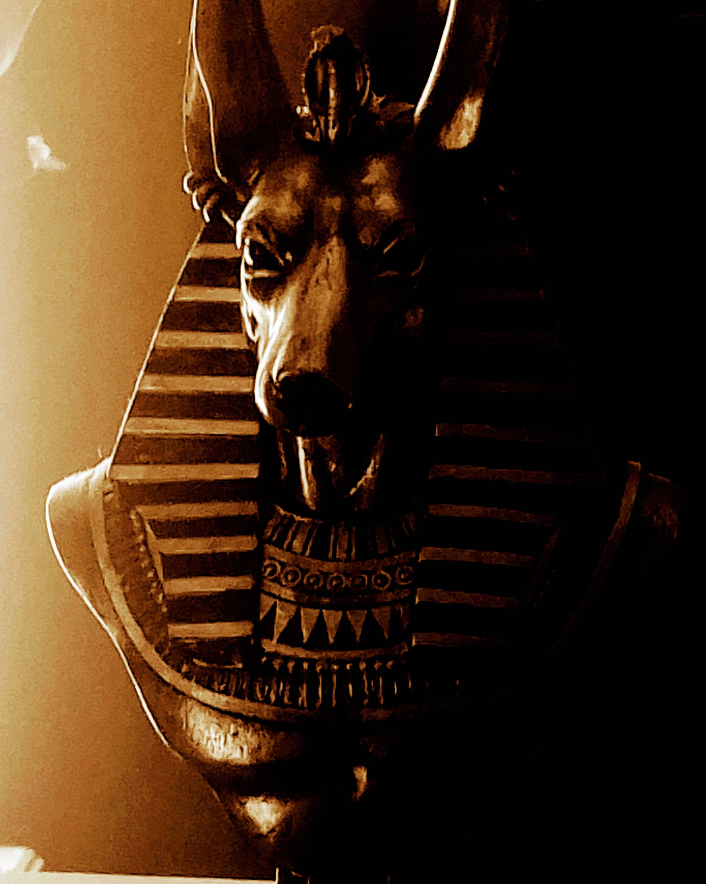 Anubis, jackal head, striped ceremonial collar, 2K Phone Wallpaper