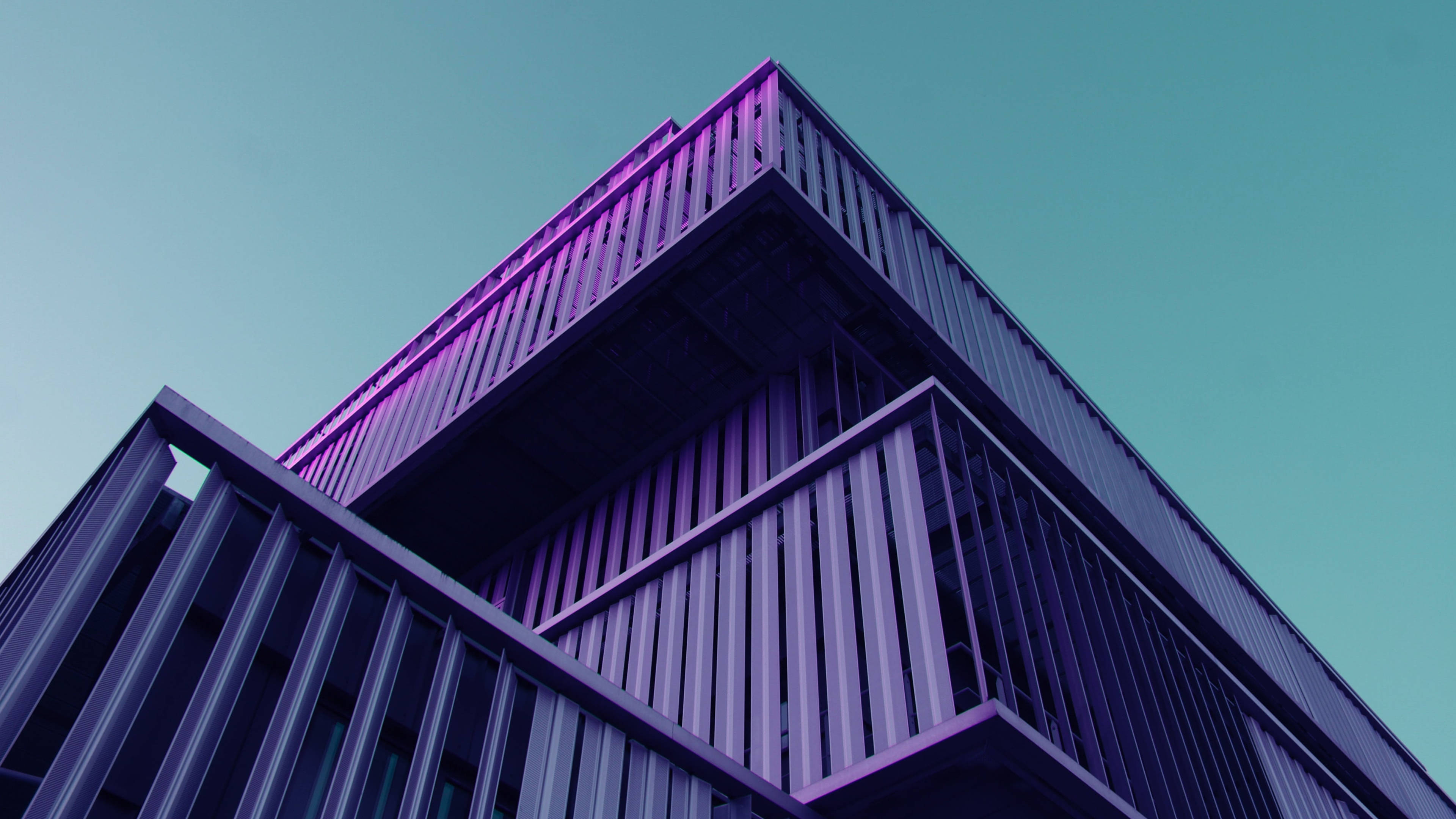 4K Architecture, purple building, purple lighting, 4K Desktop Wallpaper