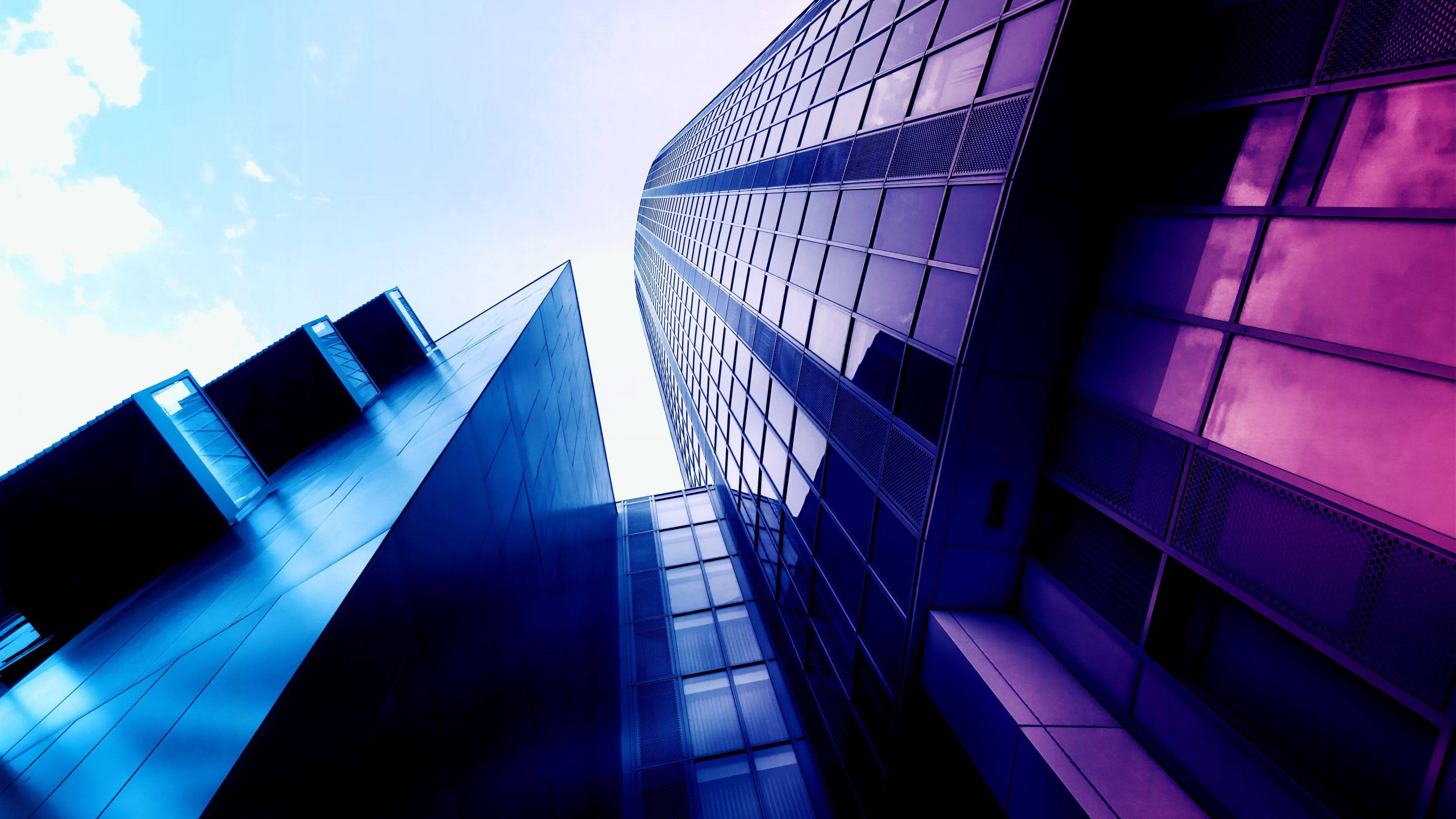 4K Architecture, purple, blue, 4K Desktop Wallpaper