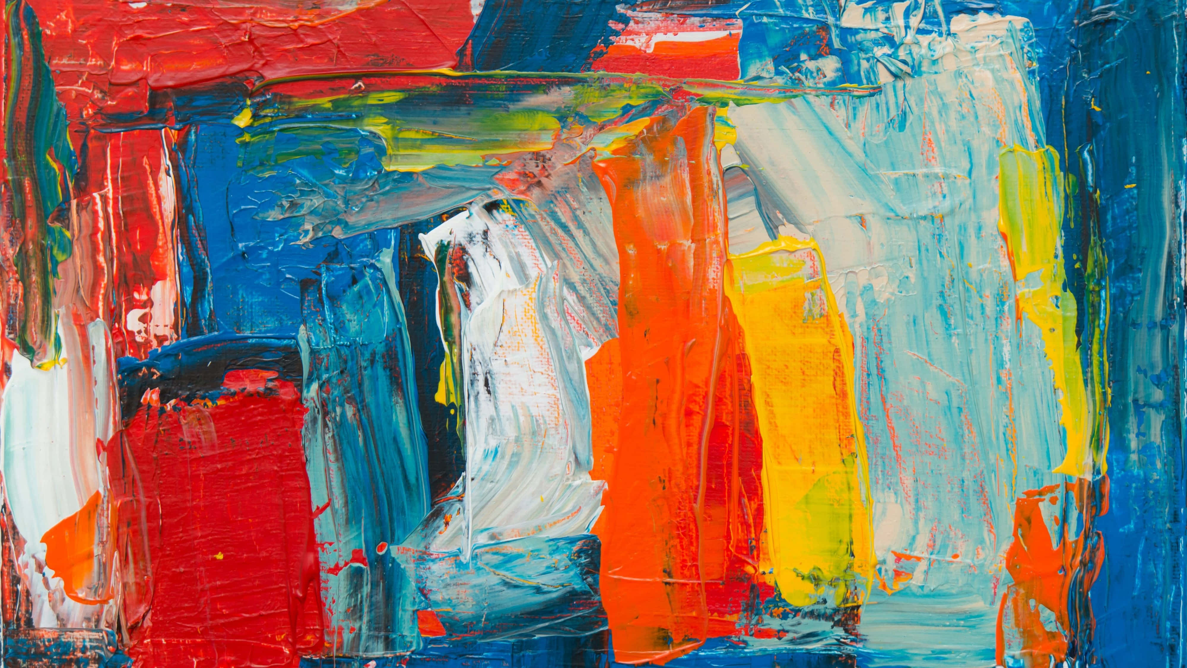 Vibrant Euphoria, abstract 4K painting, red blue orange yellow, 4K Desktop Wallpaper