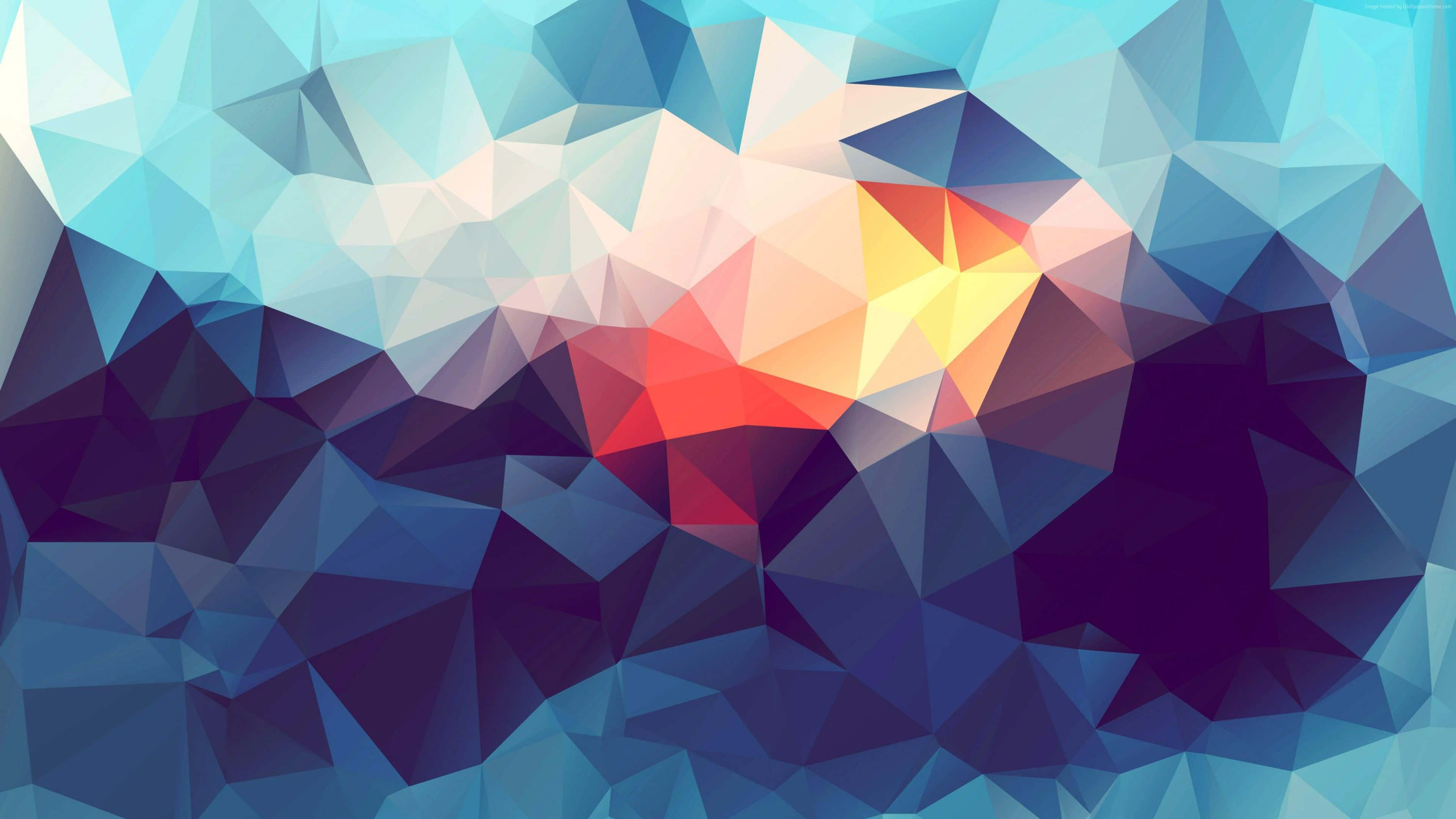 abstract polygonal sunrise, low poly triangles, cool blues, 4K Desktop Wallpaper