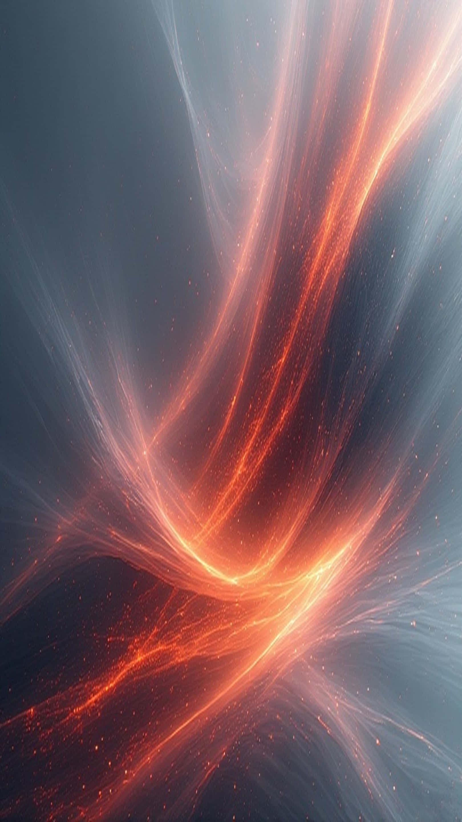 space, orange energy streams, cool blue gradient, 2K Phone Wallpaper