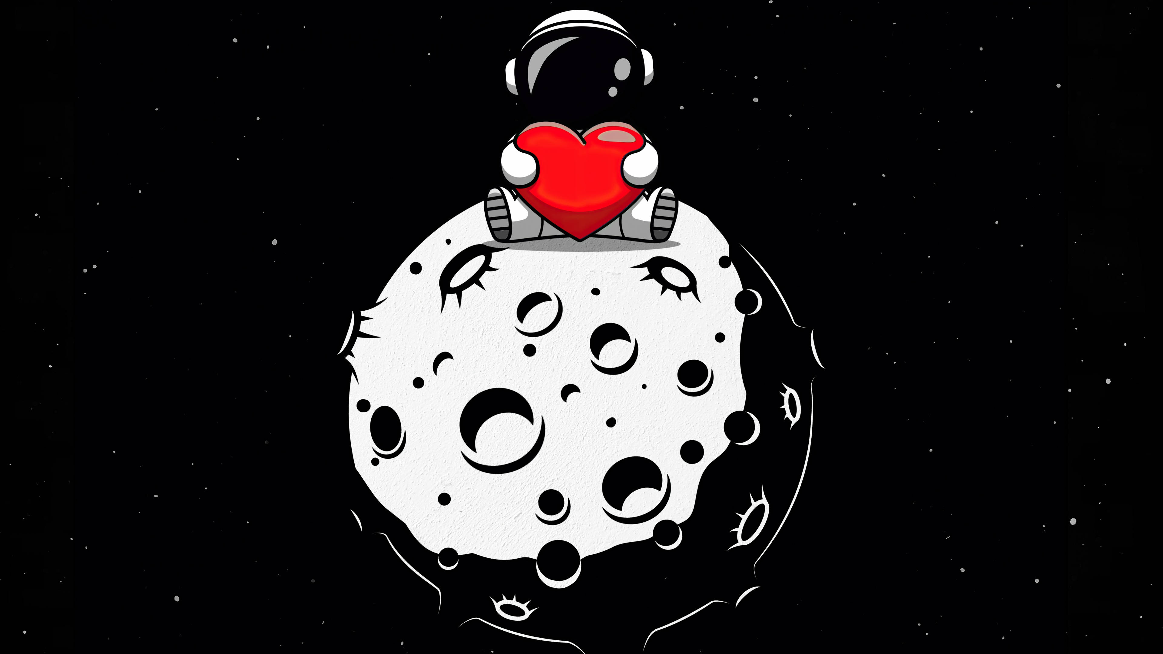 Black Red 4K Astronaut, cartoon astronaut, black suit, 4K Desktop Wallpaper