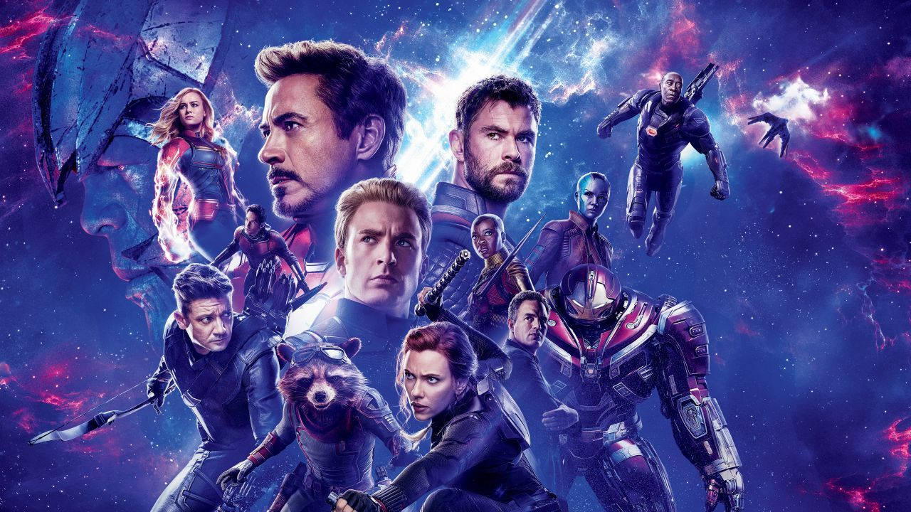 4K Avengers, blue graphic, cosmic nebula, HD Desktop Wallpaper