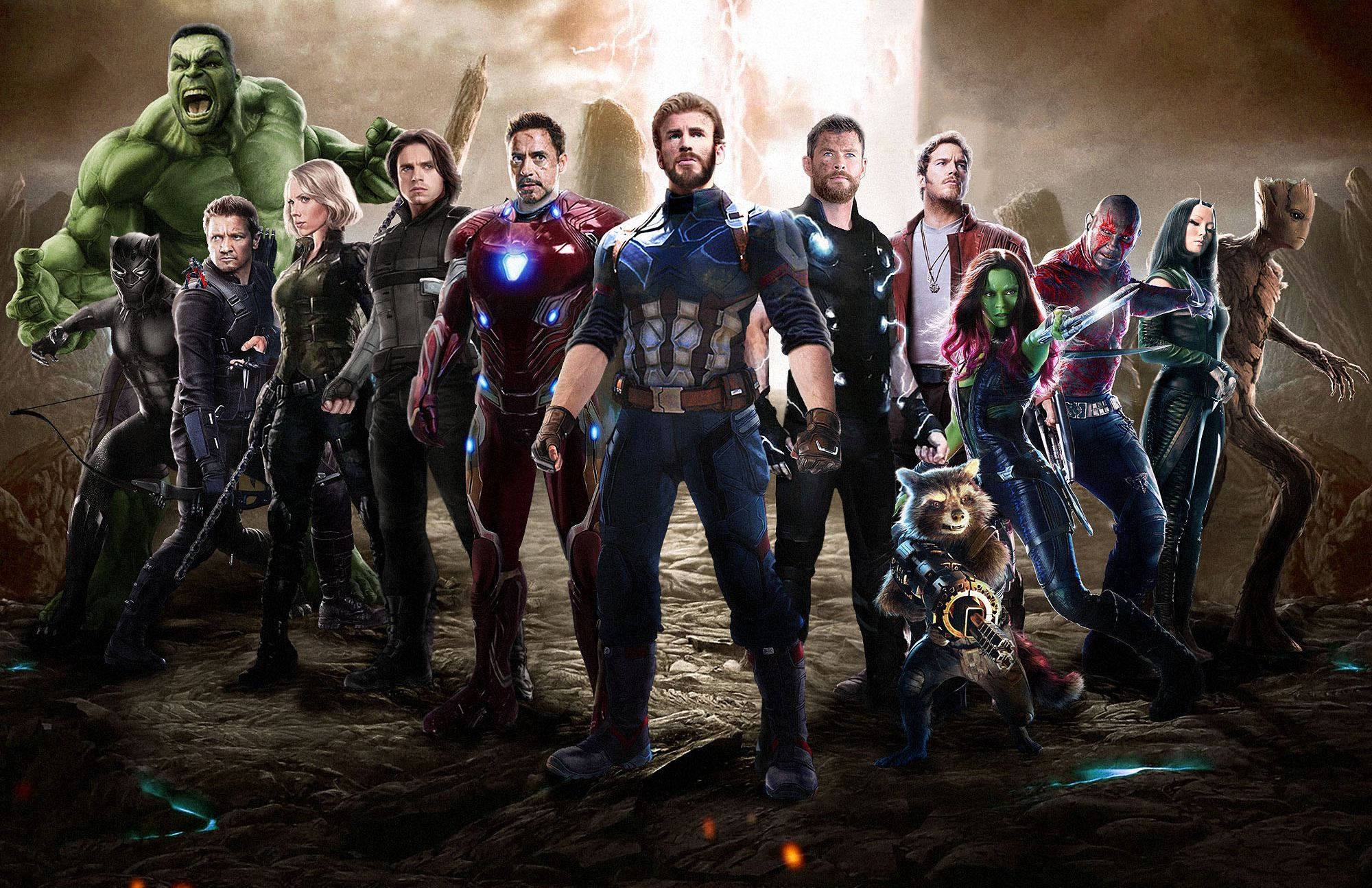 Avengers, rocky landscape, stormy skies, Full HD Desktop Wallpaper