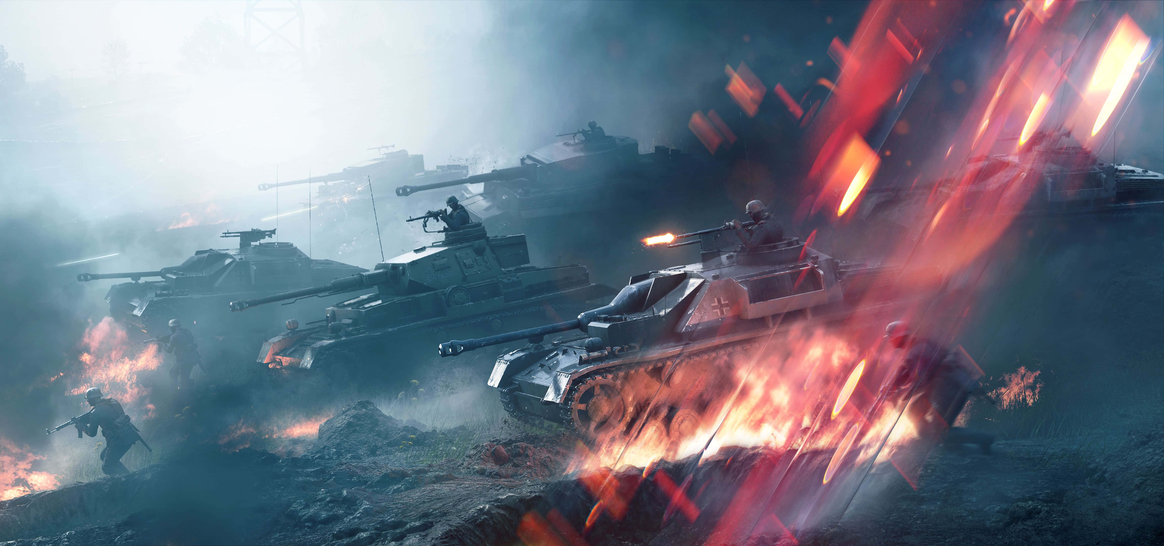 4K Battlefield, tanks, soldiers, 4K Desktop Wallpaper