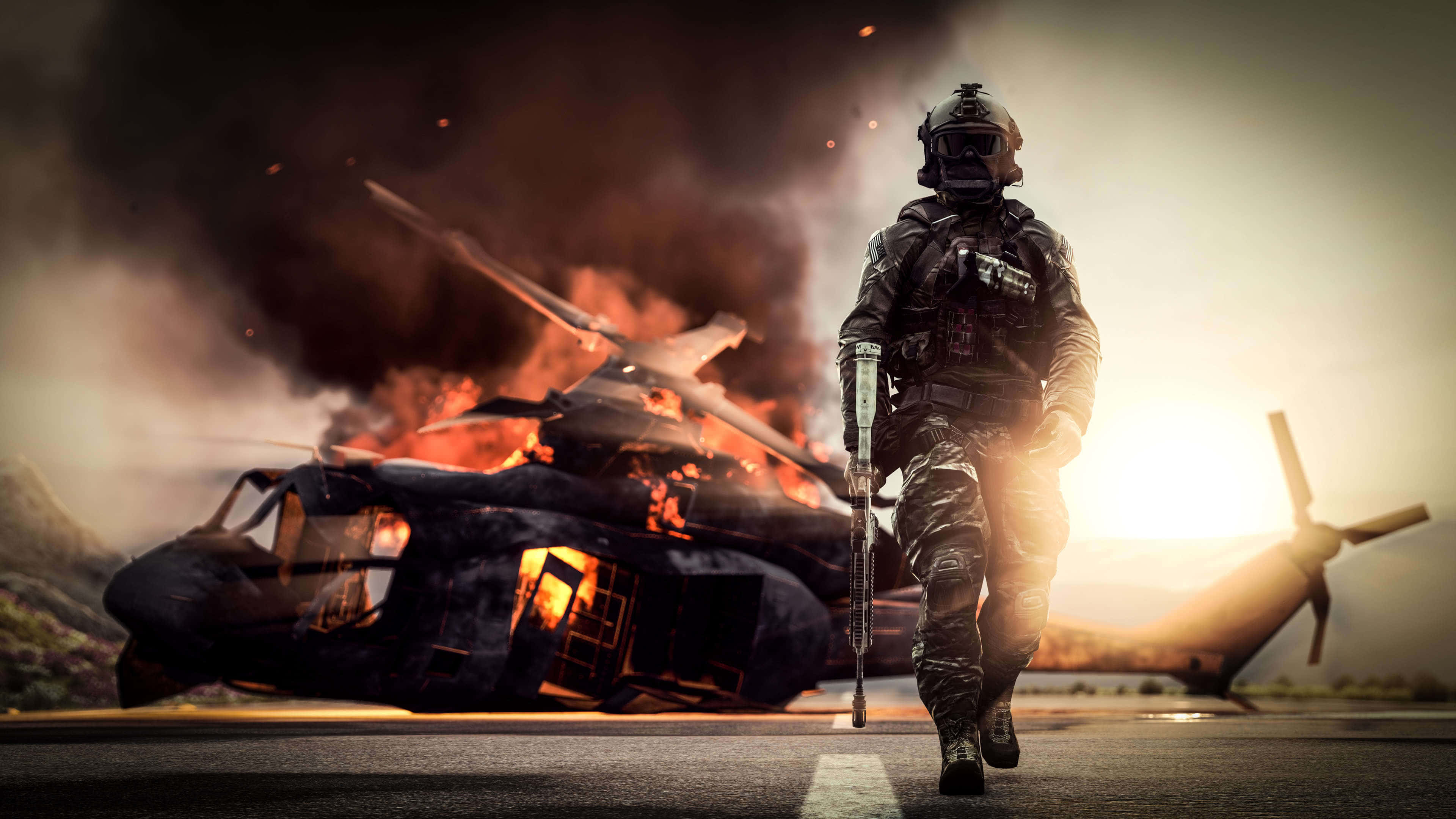 4K Battlefield, soldier, full gear, 4K Desktop Wallpaper
