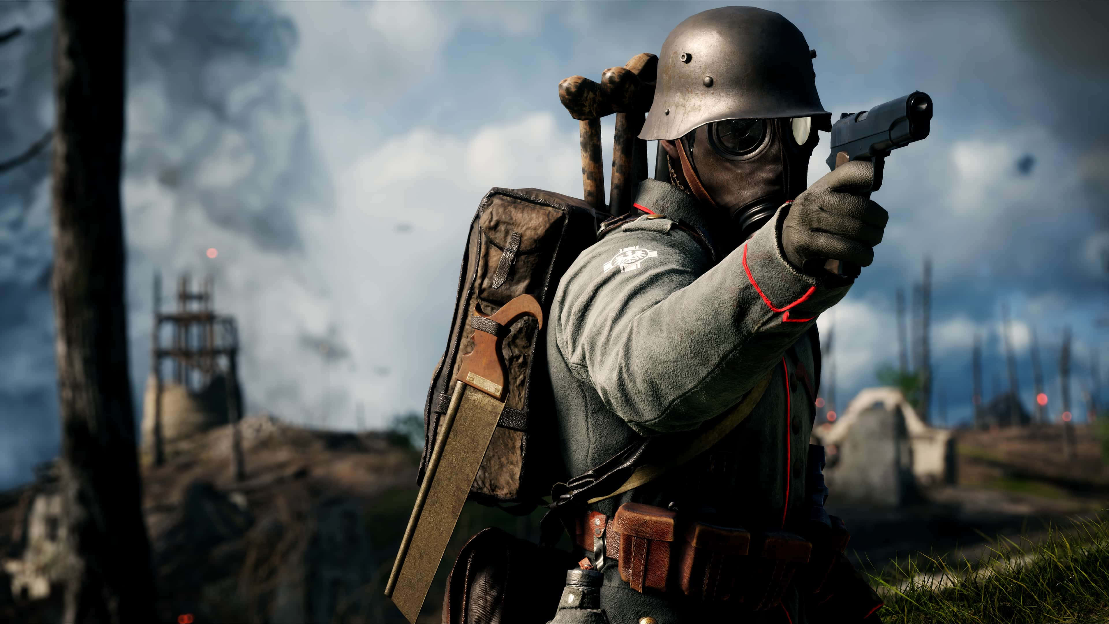 4K Battlefield, soldier, gas mask, 4K Desktop Wallpaper