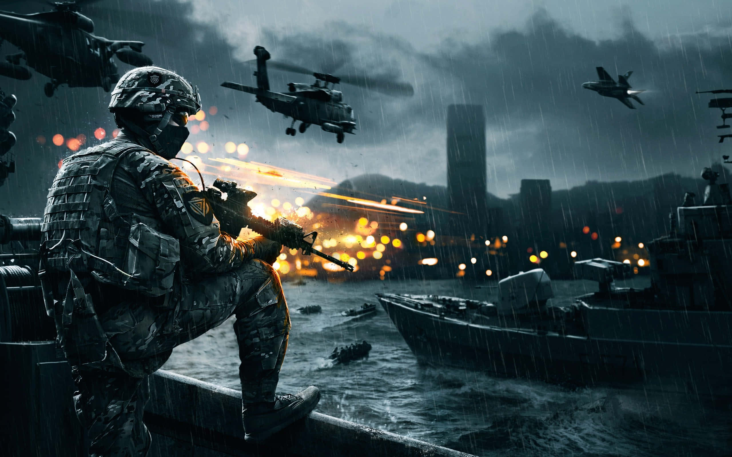 Battlefield 4K, soldier, rifle, 2K Desktop Wallpaper