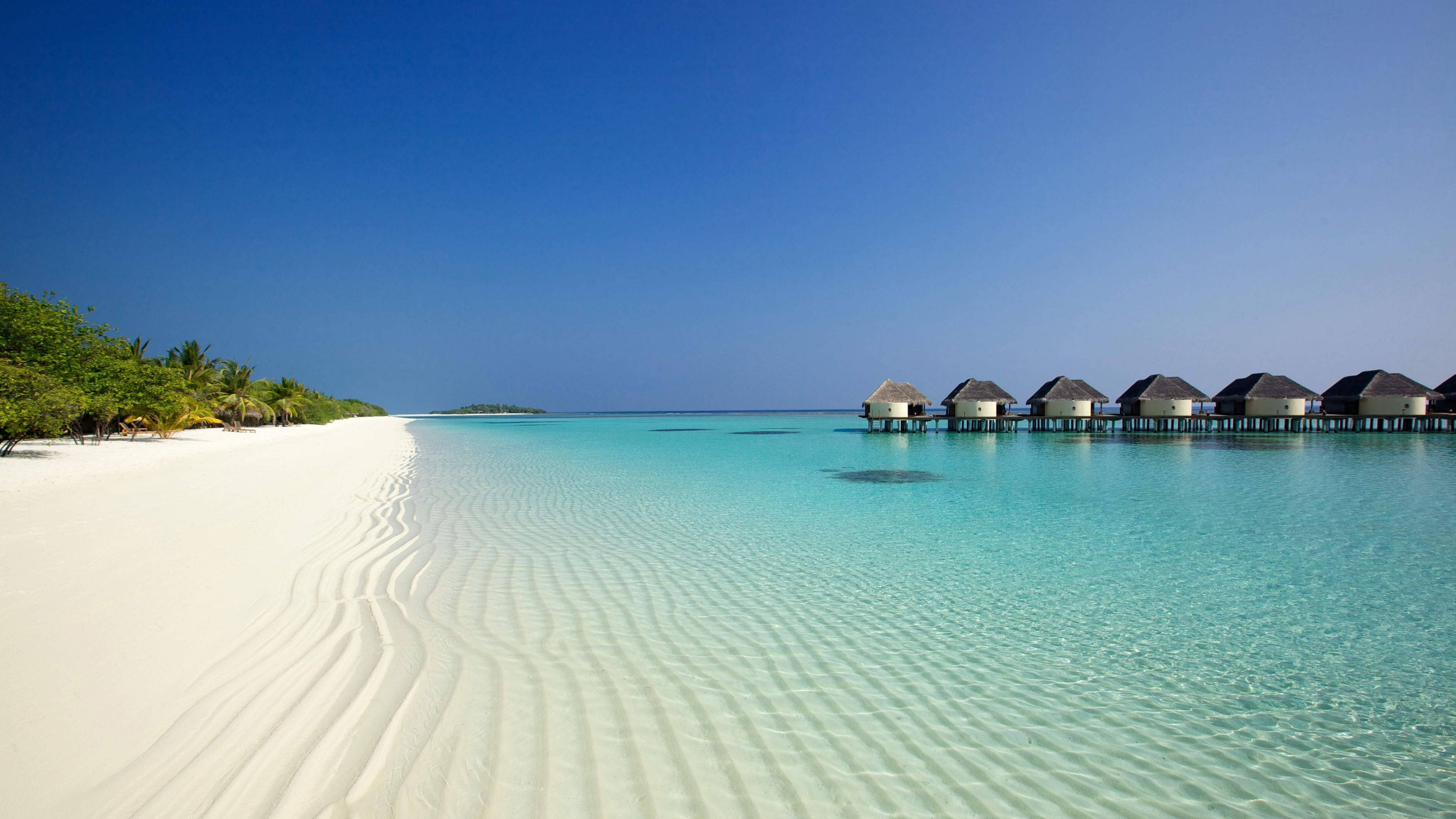 4K Beach, white sand beach, turquoise water, 4K Desktop Wallpaper