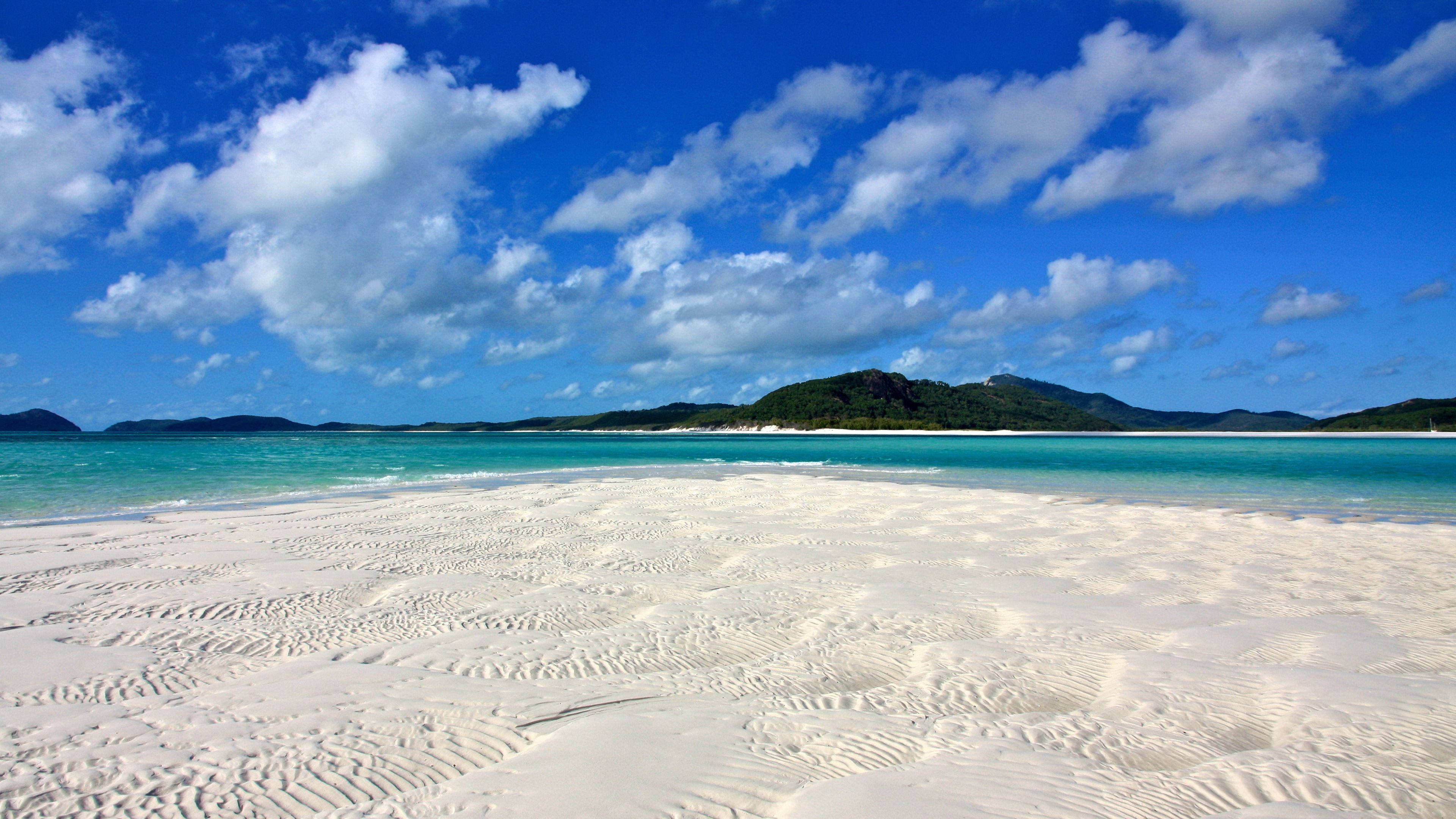 4K Beach, white sand, turquoise waters, 4K Desktop Wallpaper