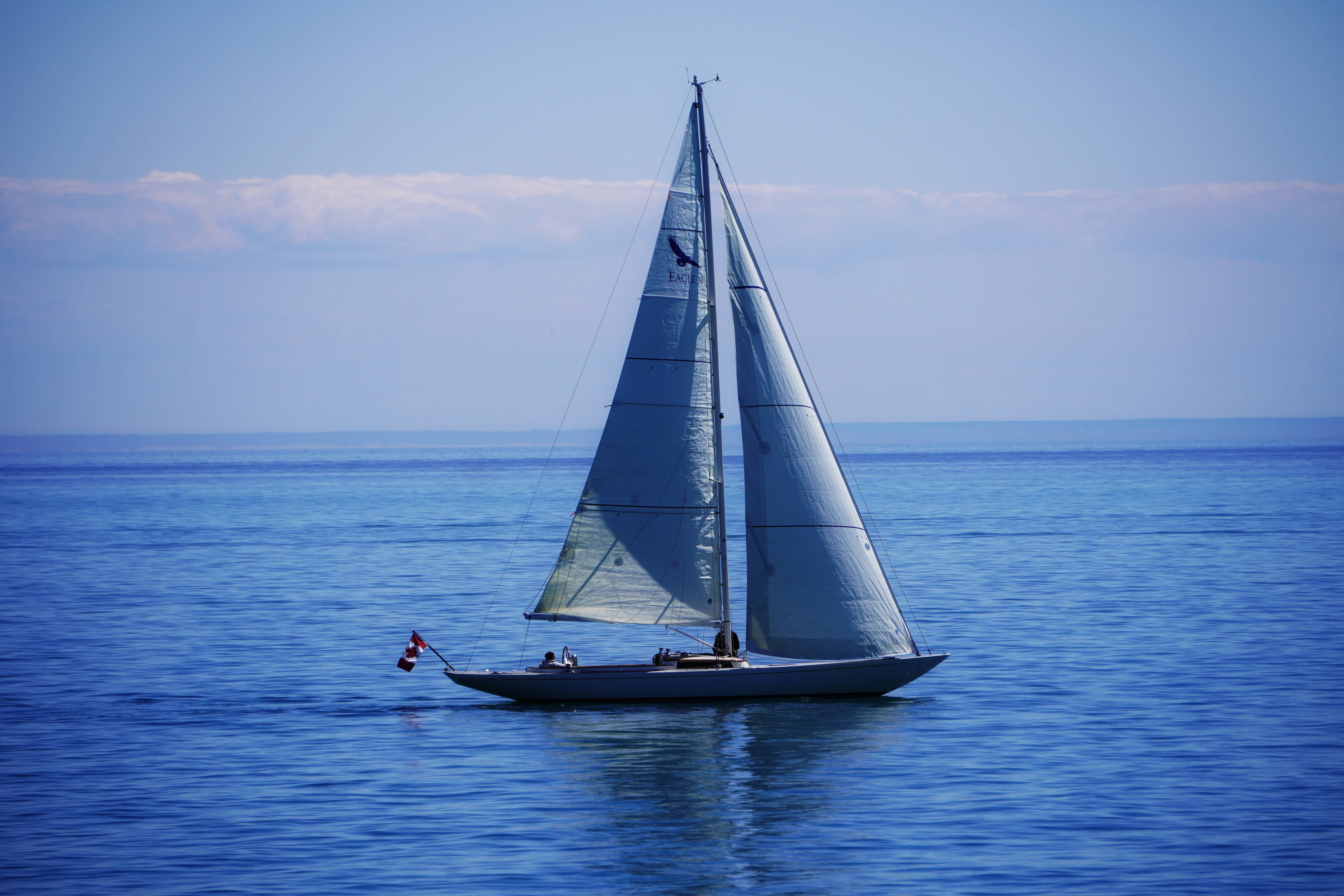 4K Beach, white boat, sailboat, 5K Desktop Wallpaper