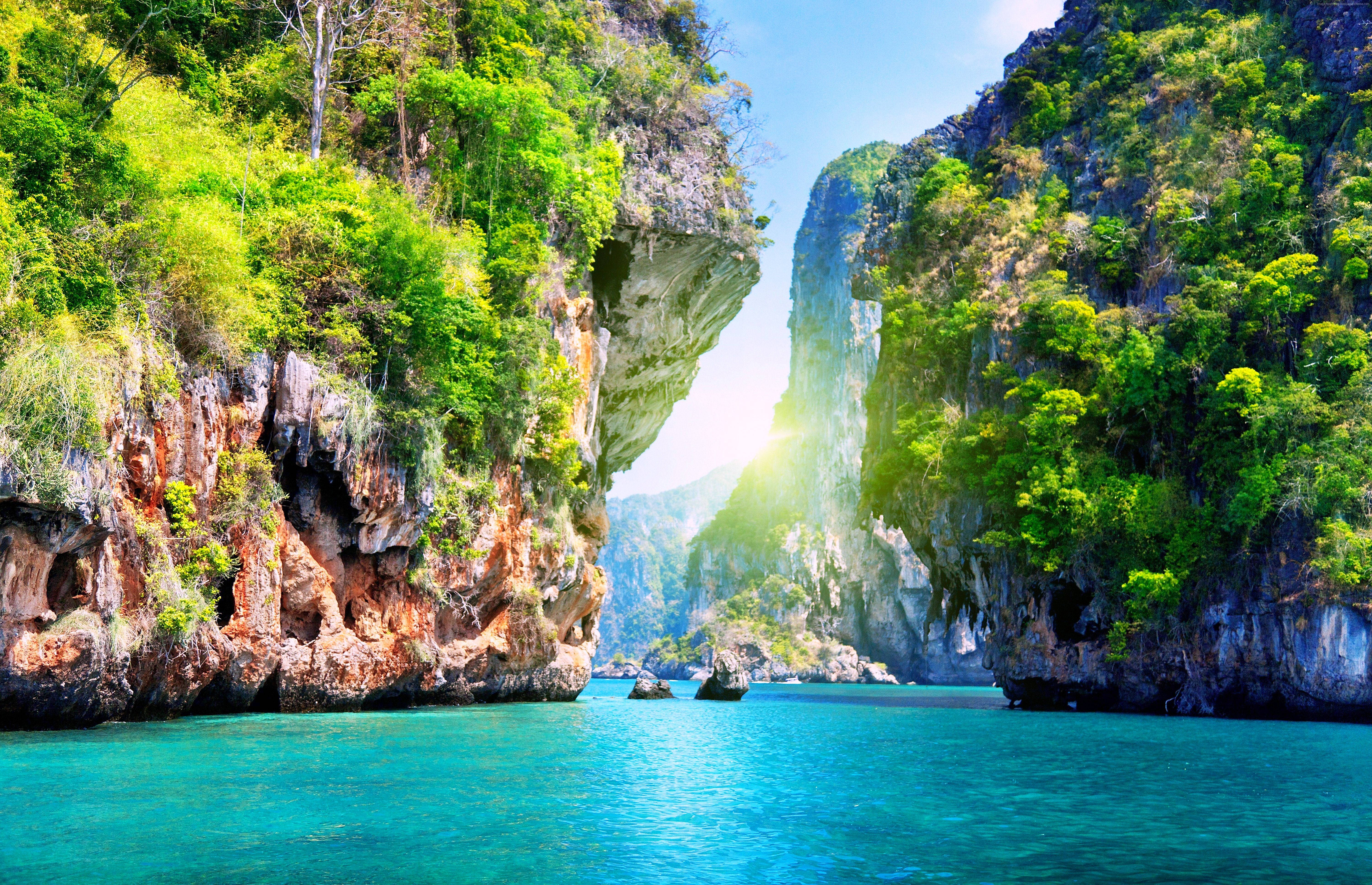4K Beach, rock arch, turquoise waters, 5K Desktop Wallpaper