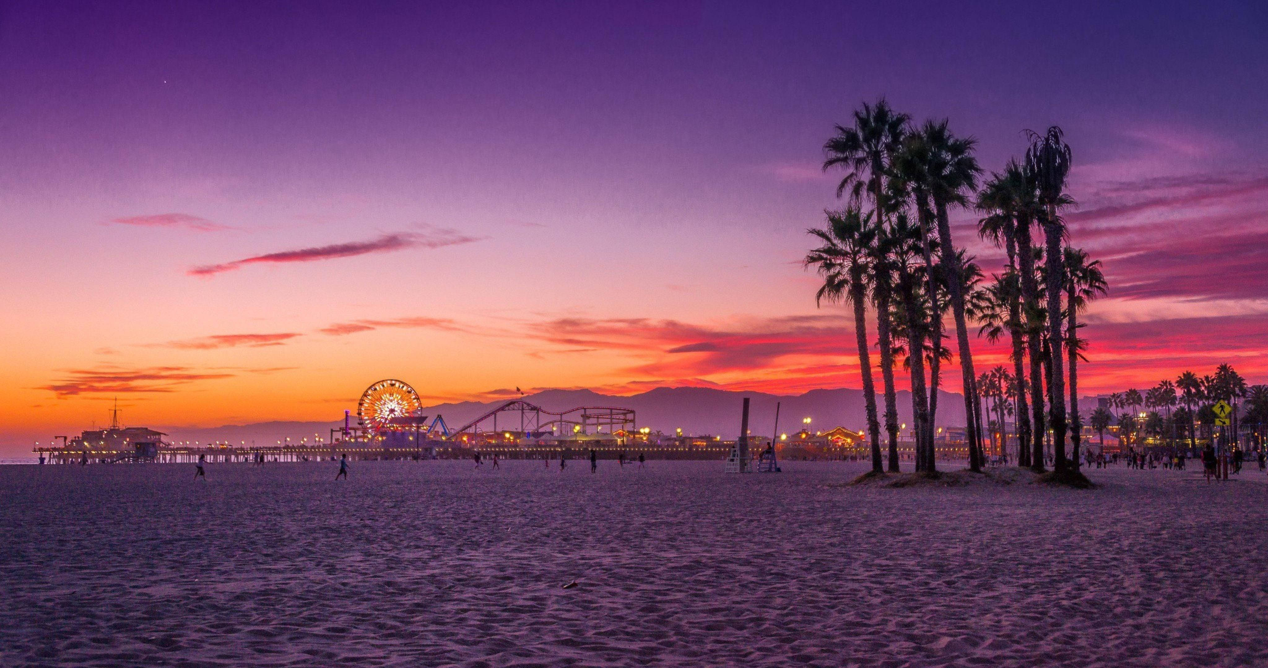 4K Beach, amusement park, sunset, 4K Desktop Wallpaper