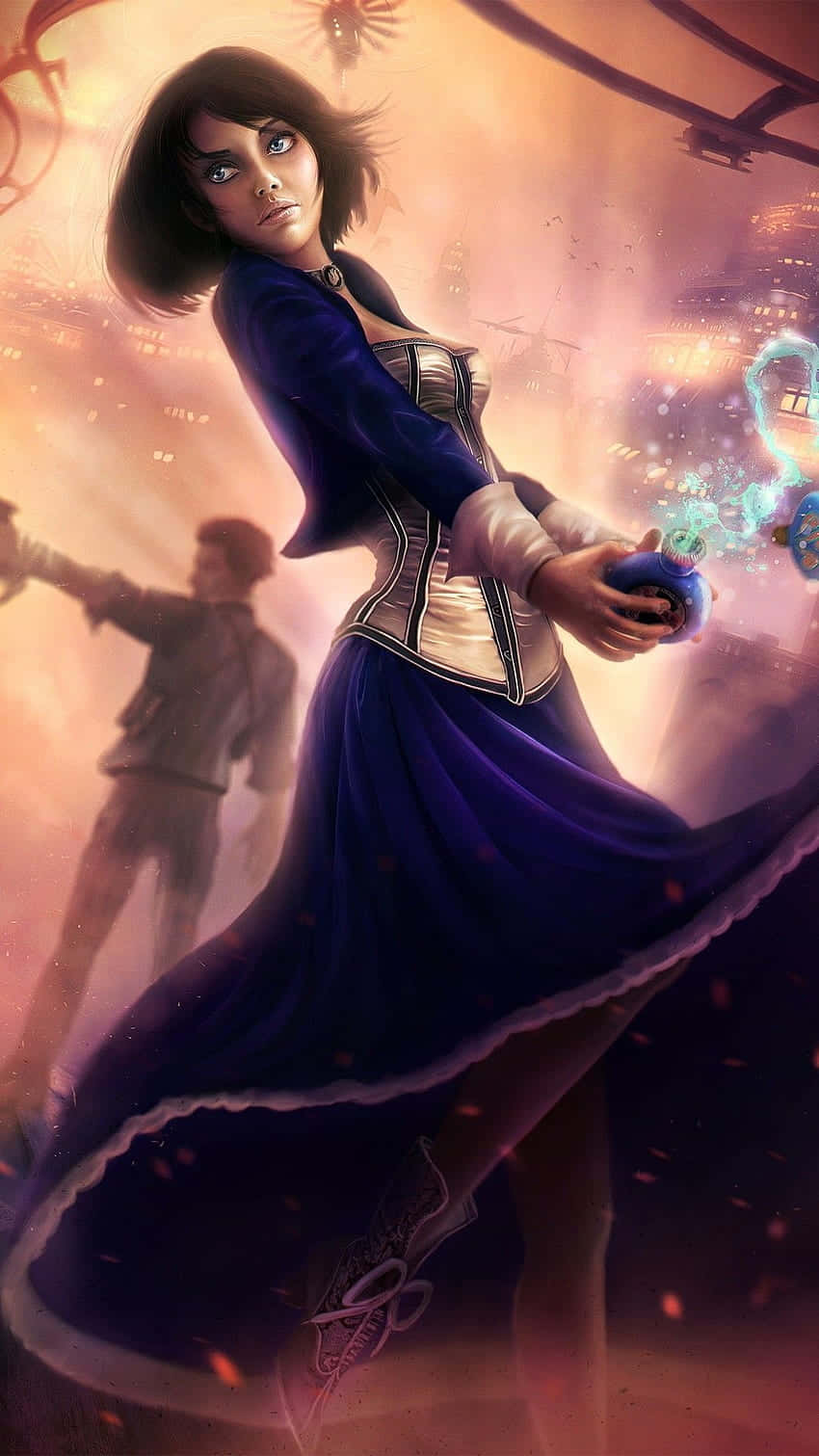 4K BioShock, iPhone, flowing blue dress, HD Phone Wallpaper