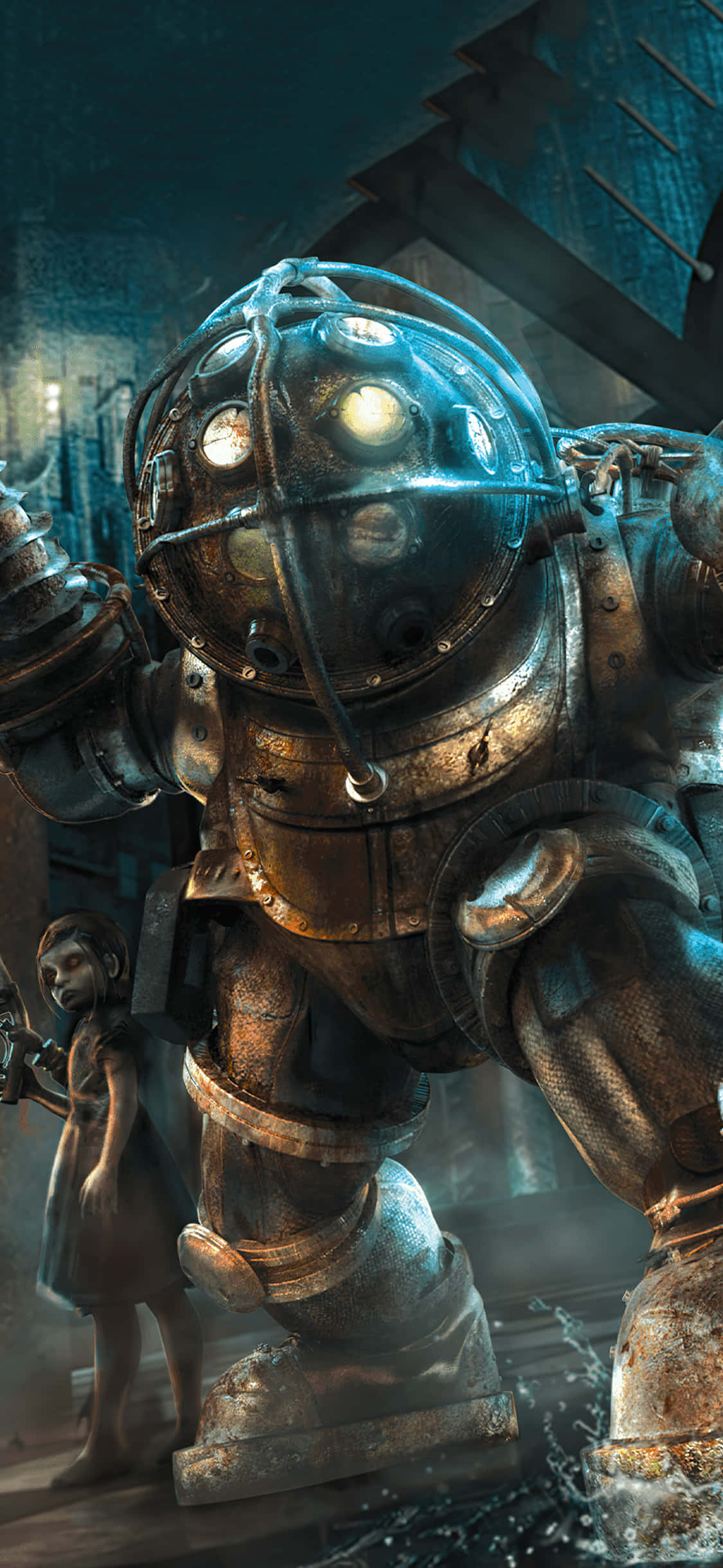 4K Bioshock, iPhone, rusted diving suit, Full HD Phone Wallpaper