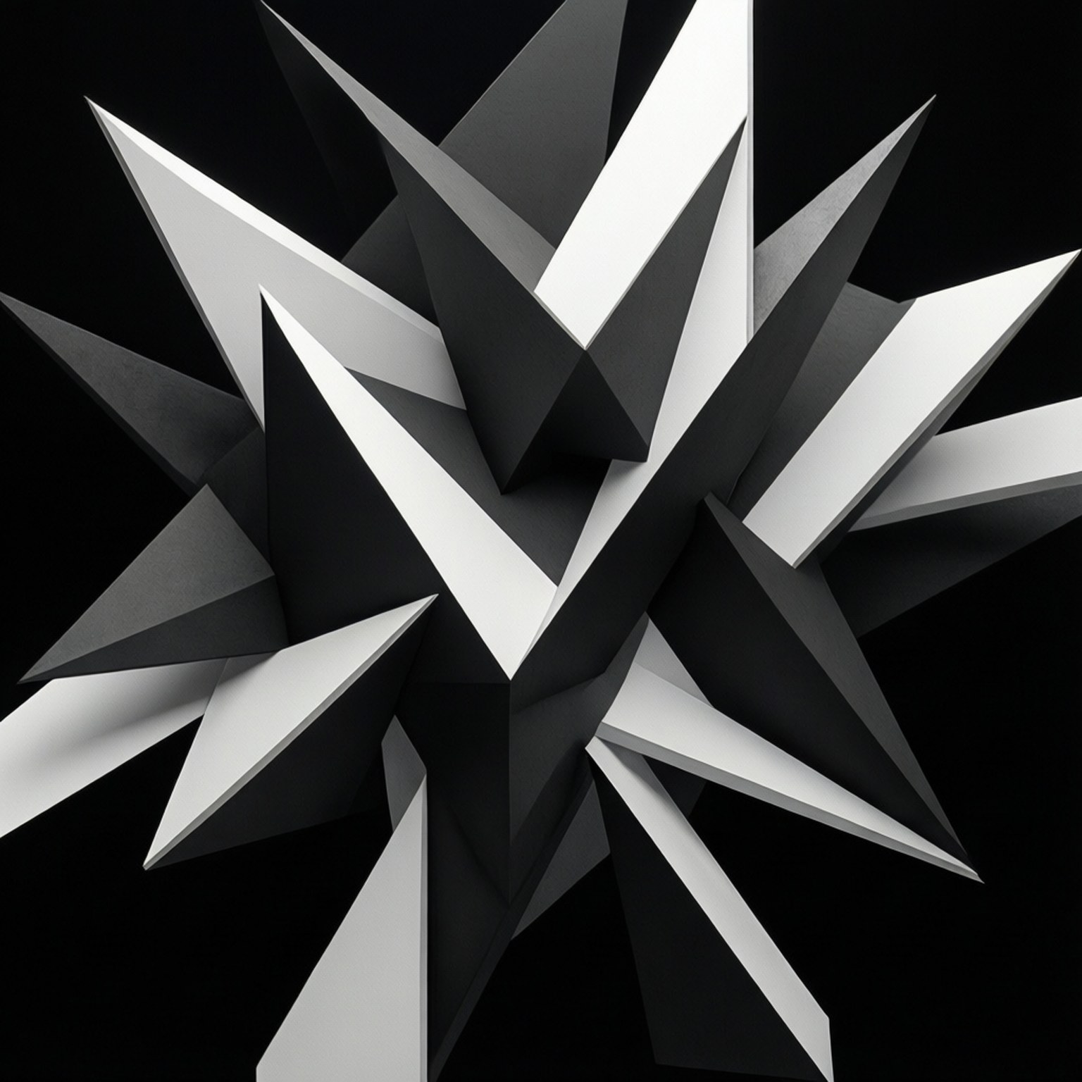 geometric monochrome, black and white, abstract geometric shapes, HD Desktop Wallpaper