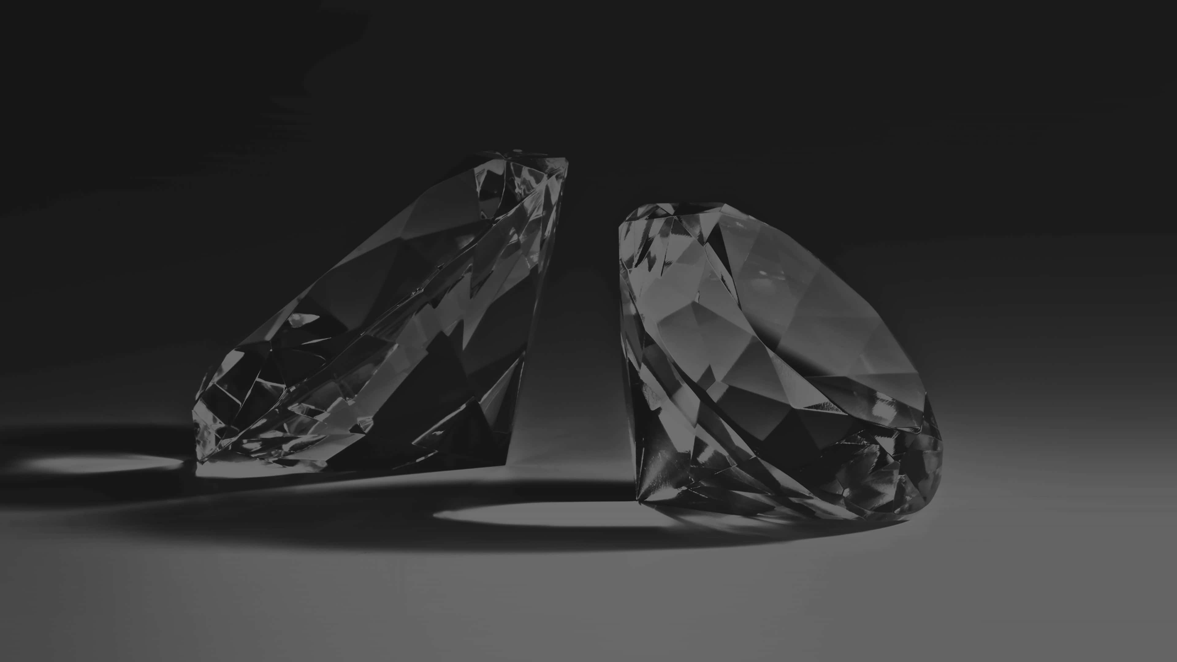 monochrome diamonds4 k, faceted diamonds, dark gradient backdrop, 4K Desktop Wallpaper