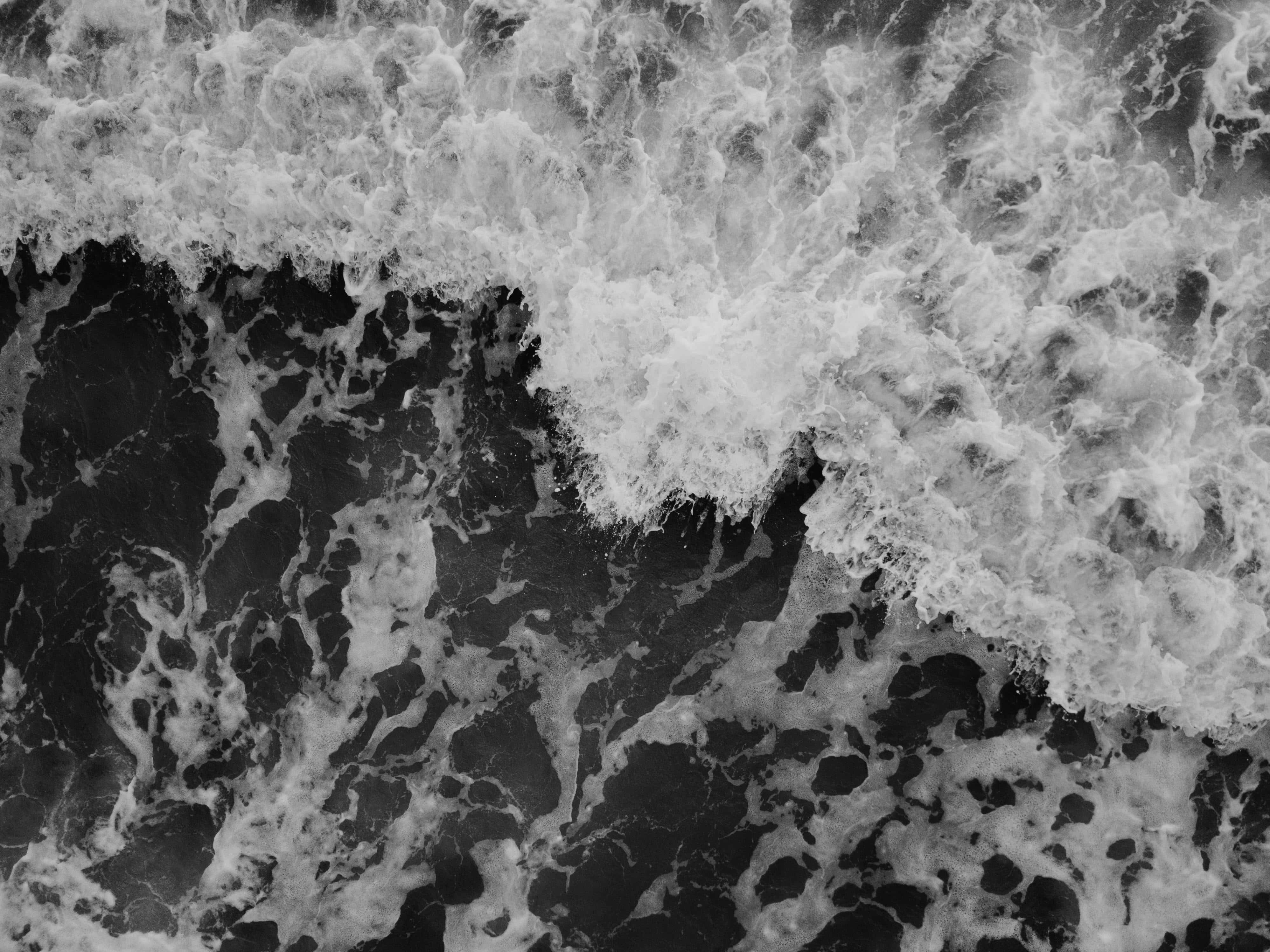 monochrome ocean waves texture, 4K, aerial view, 4K Desktop Wallpaper