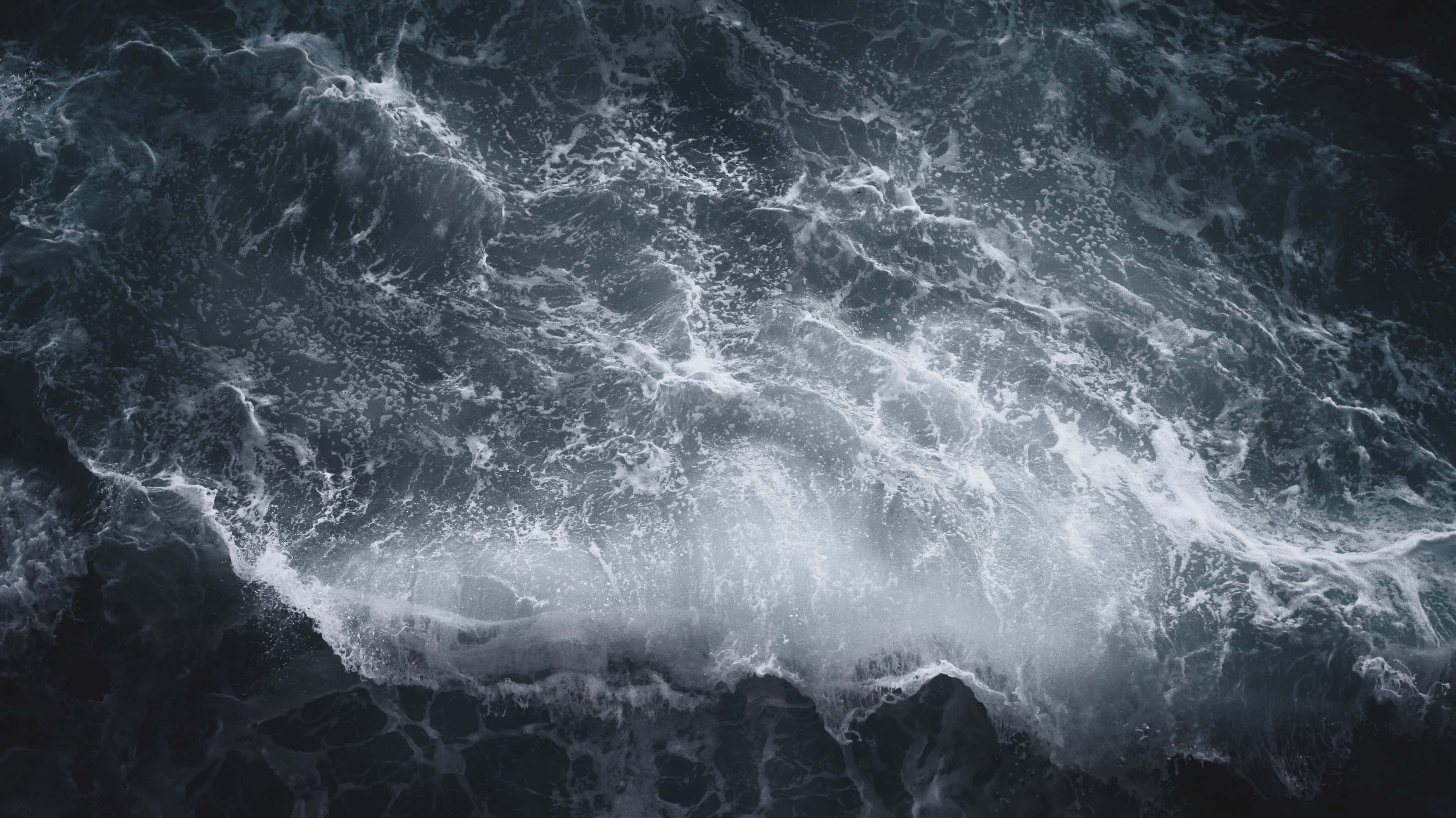 Dark Ocean Waves, aerial view, turbulent ocean waves, 4K Desktop Wallpaper