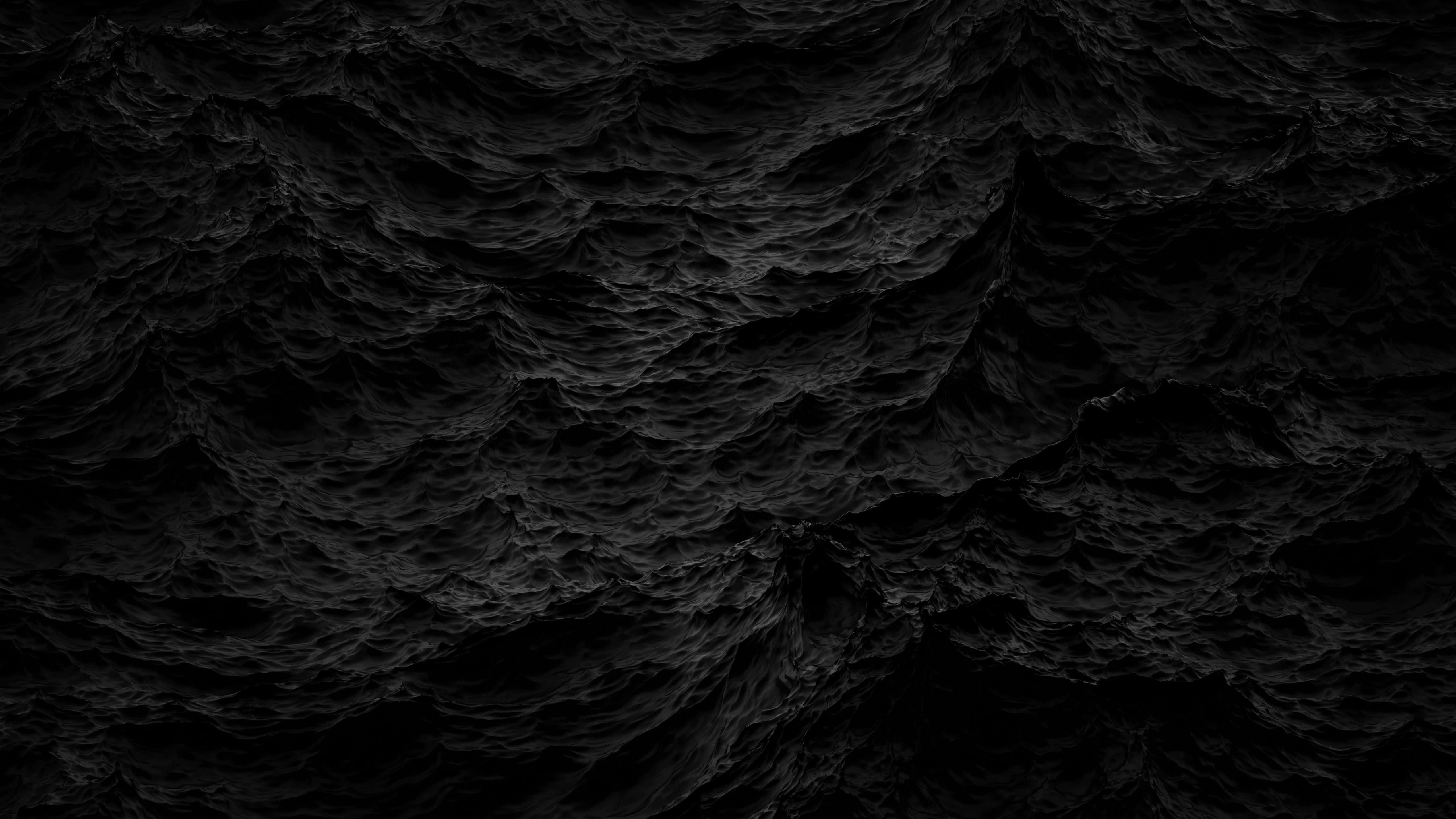 4K, black, ocean waves, 5K Desktop Wallpaper