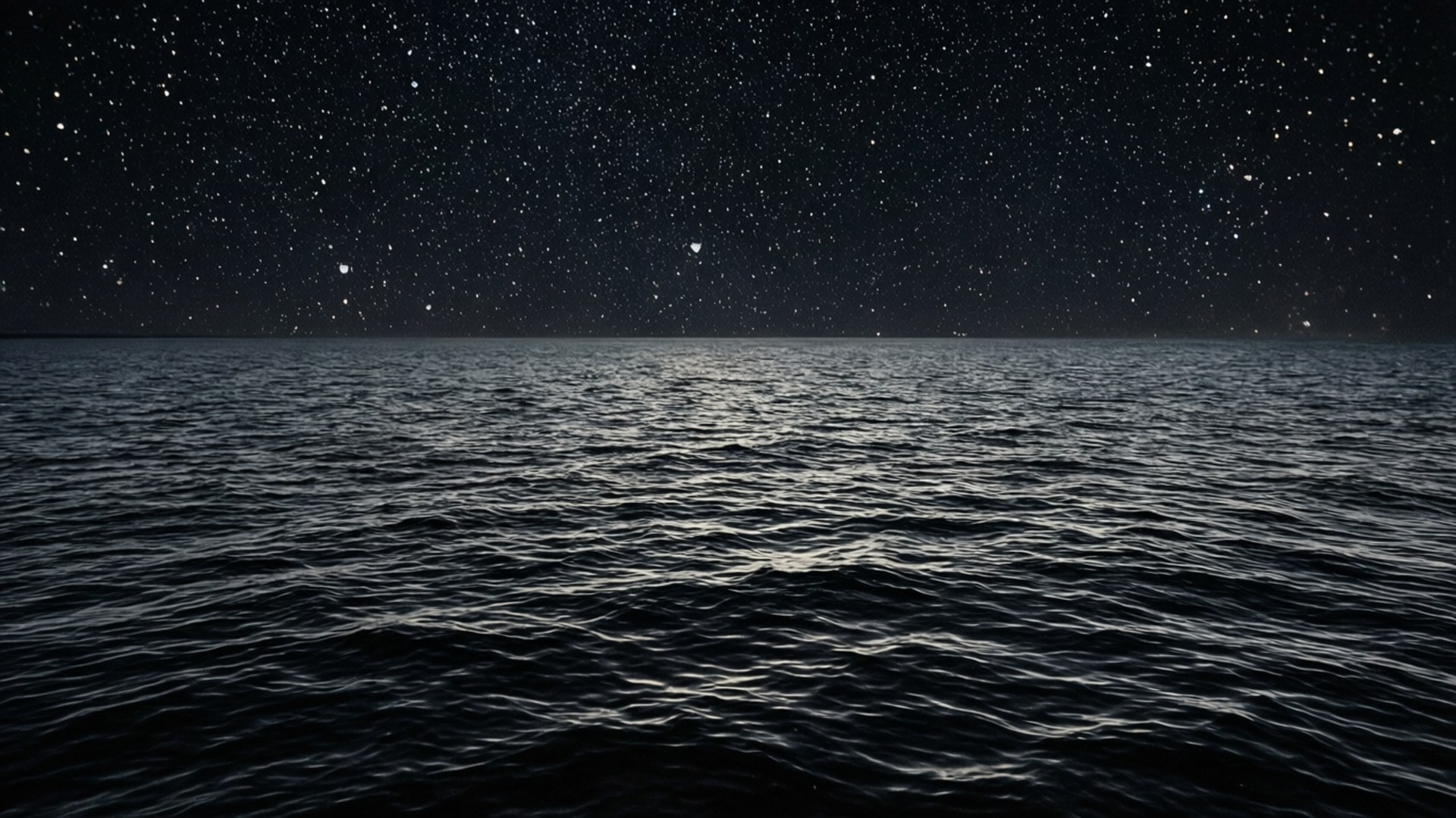 Starry Reflection, black ocean, stars, Full HD Desktop Wallpaper