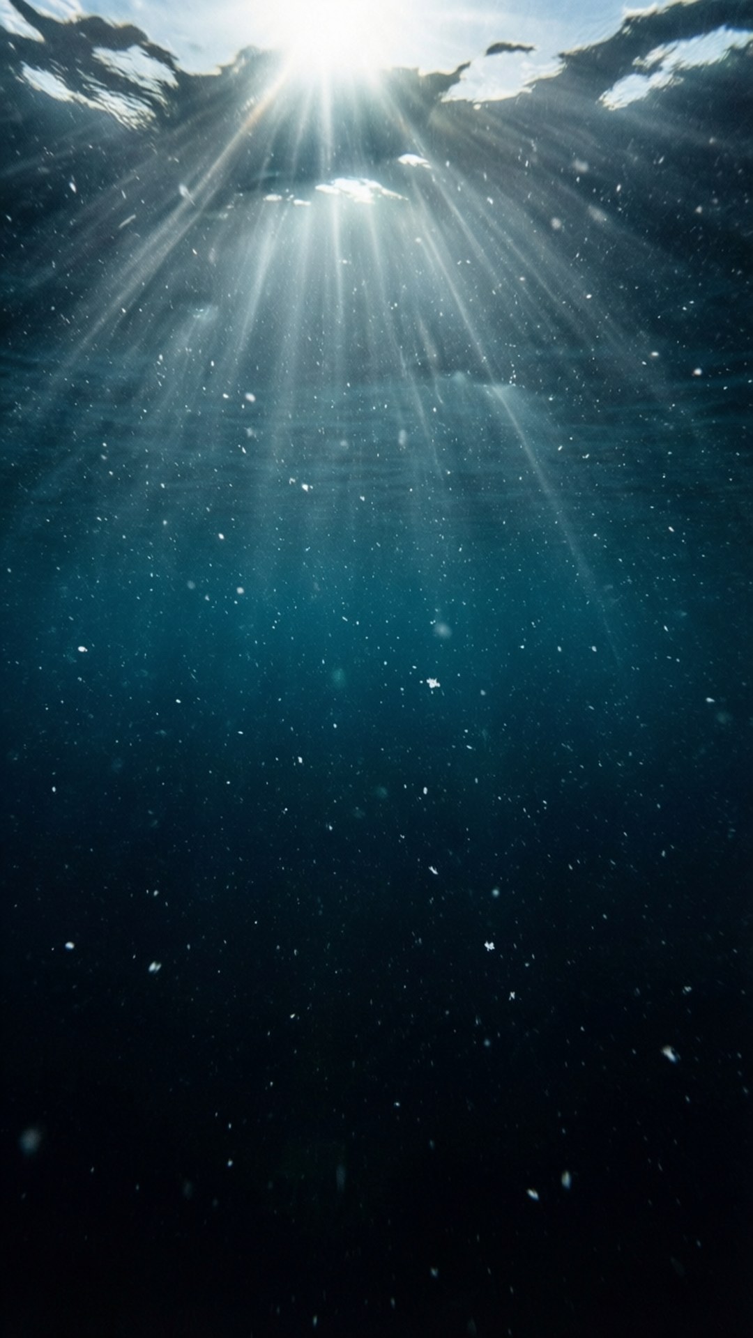 sun rays, underwater view, dark ocean depths, Full HD Phone Wallpaper