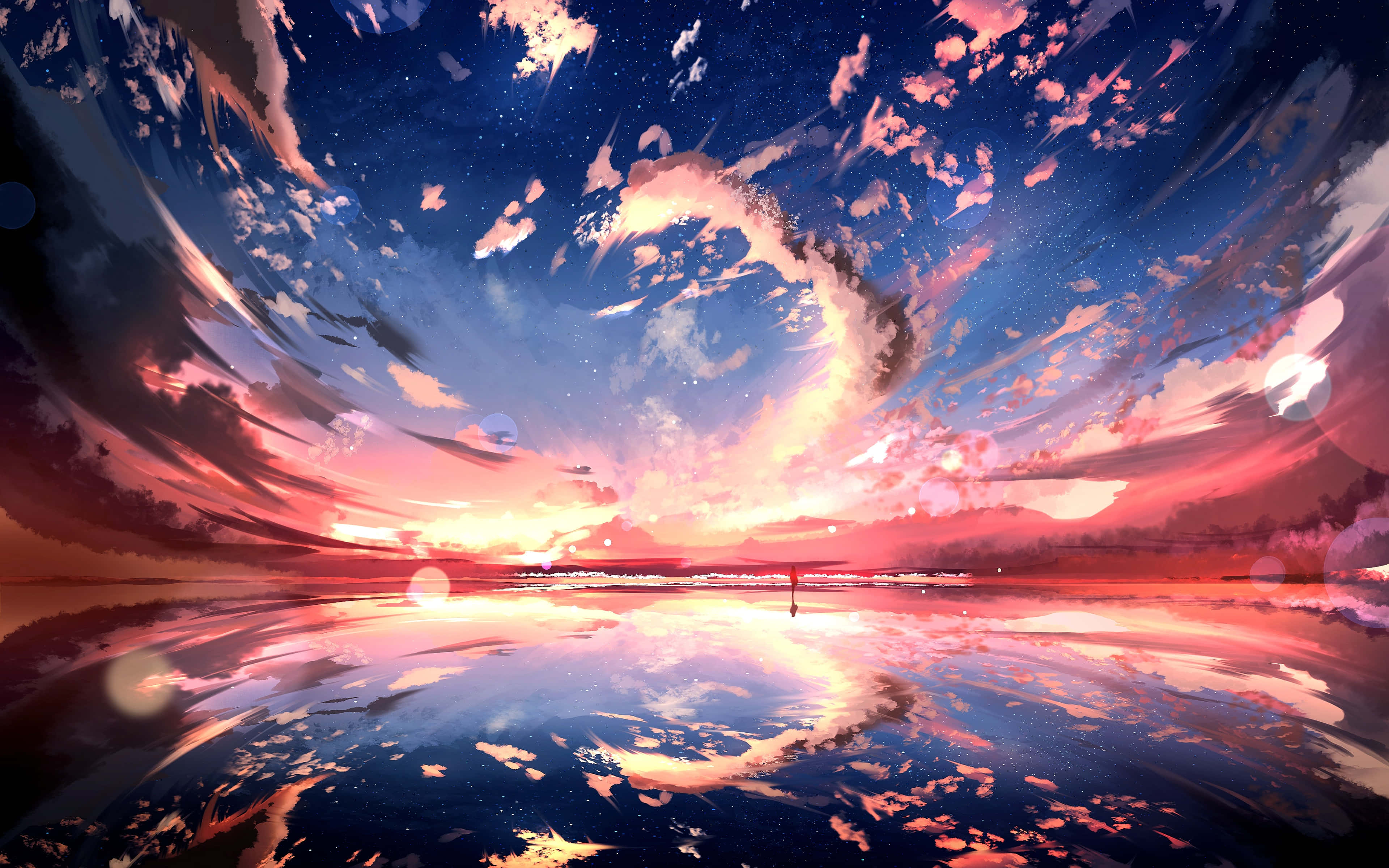 4K Ultra HD, pink orange, deep blue, 4K Desktop Wallpaper