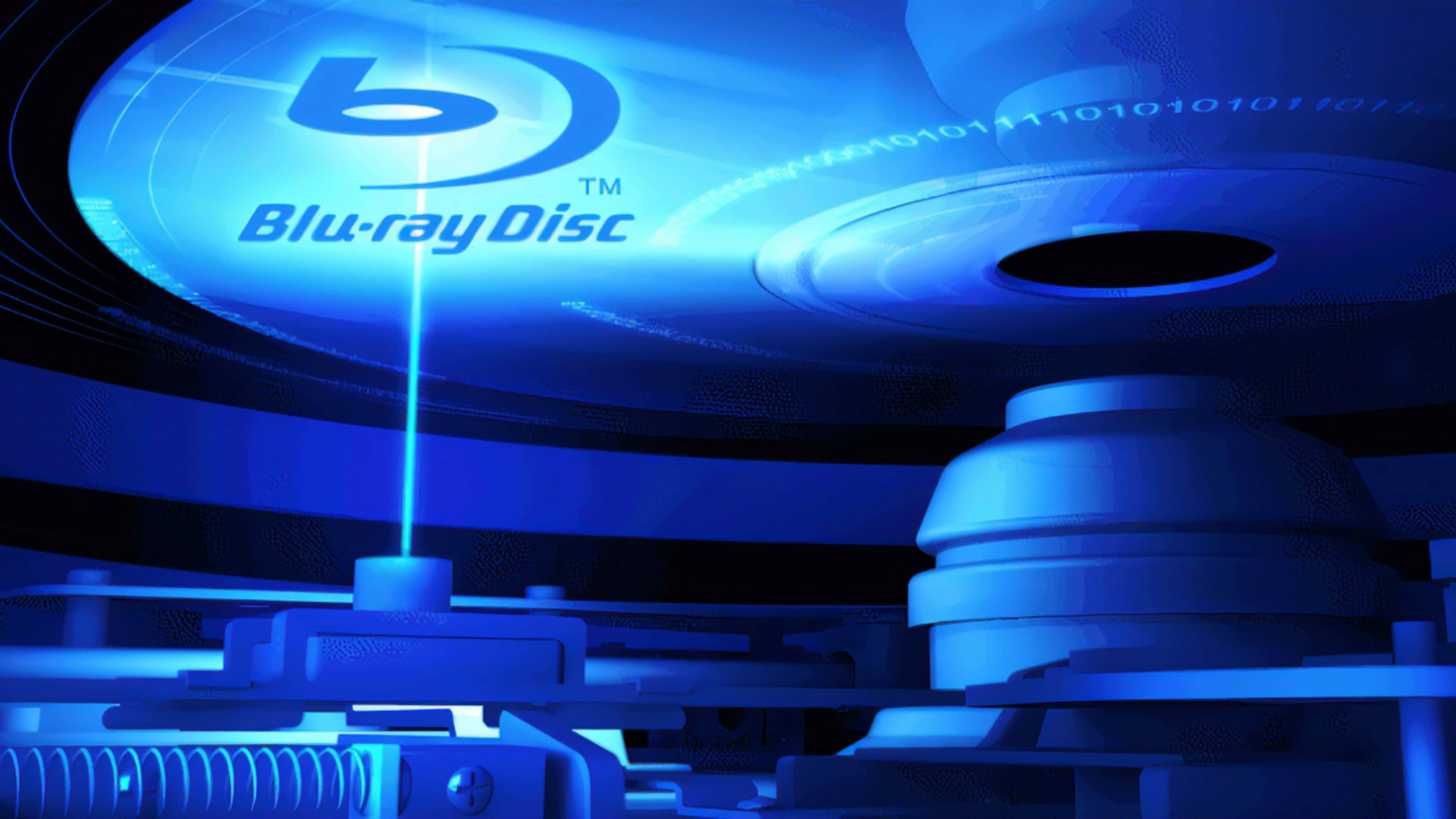 4K Blu-ray, 3840 x 2160, glowing blue Blu-ray disc, 4K Desktop Wallpaper