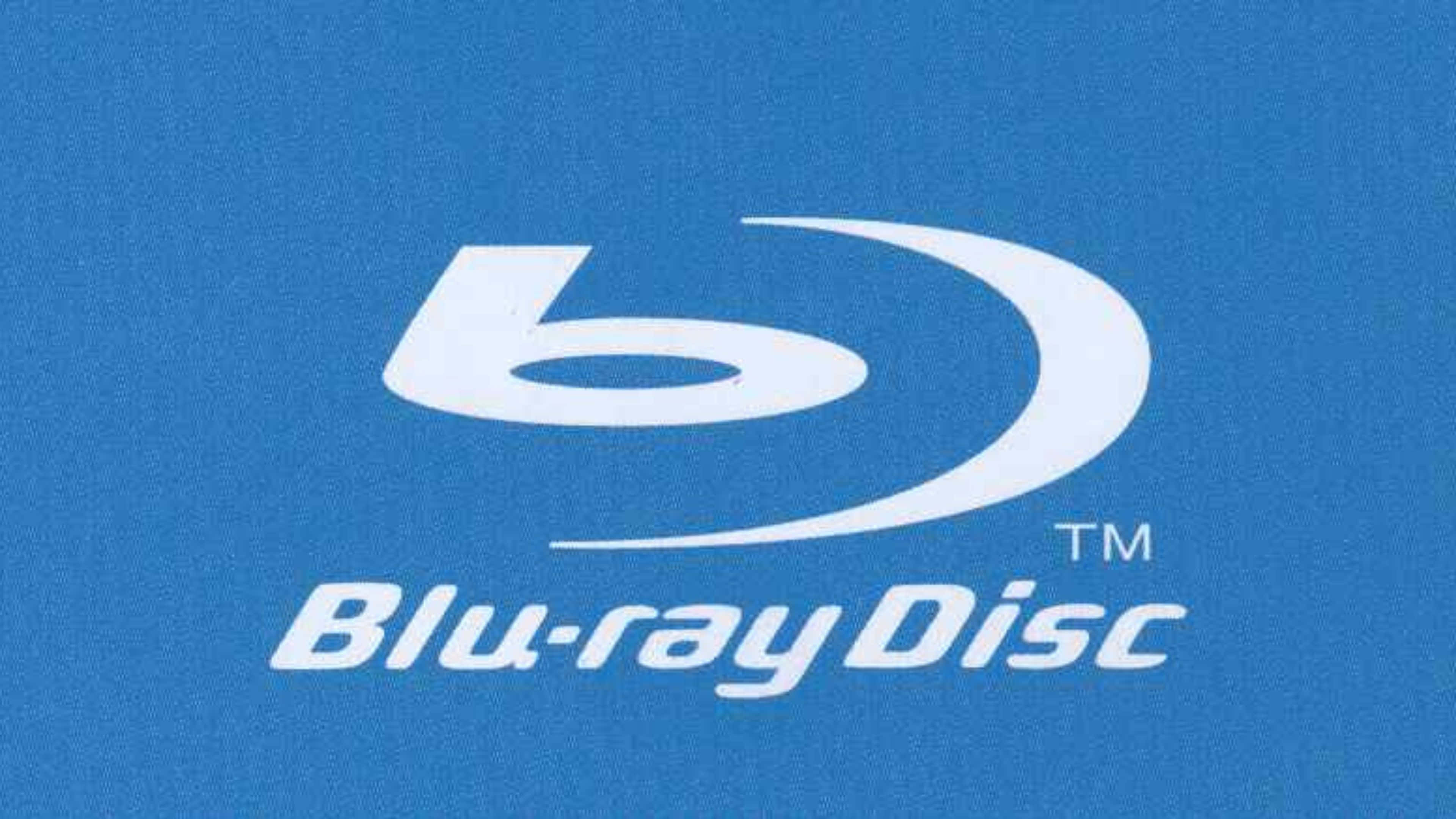 4K Blu-ray, white Blu-ray Disc logo, textured blue background, 4K Desktop Wallpaper