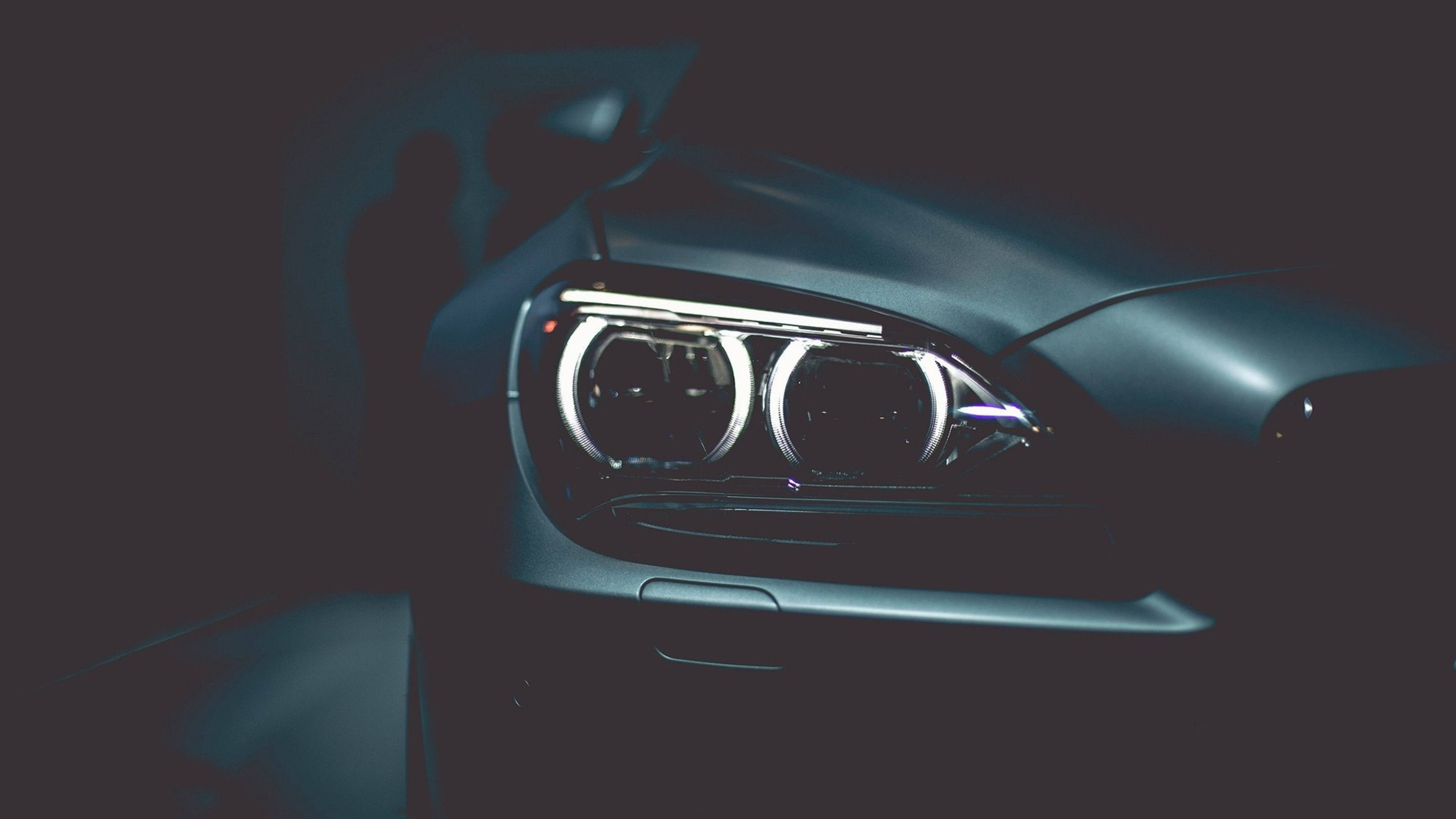 4K BMW, headlights, sleek car, 4K Desktop Wallpaper
