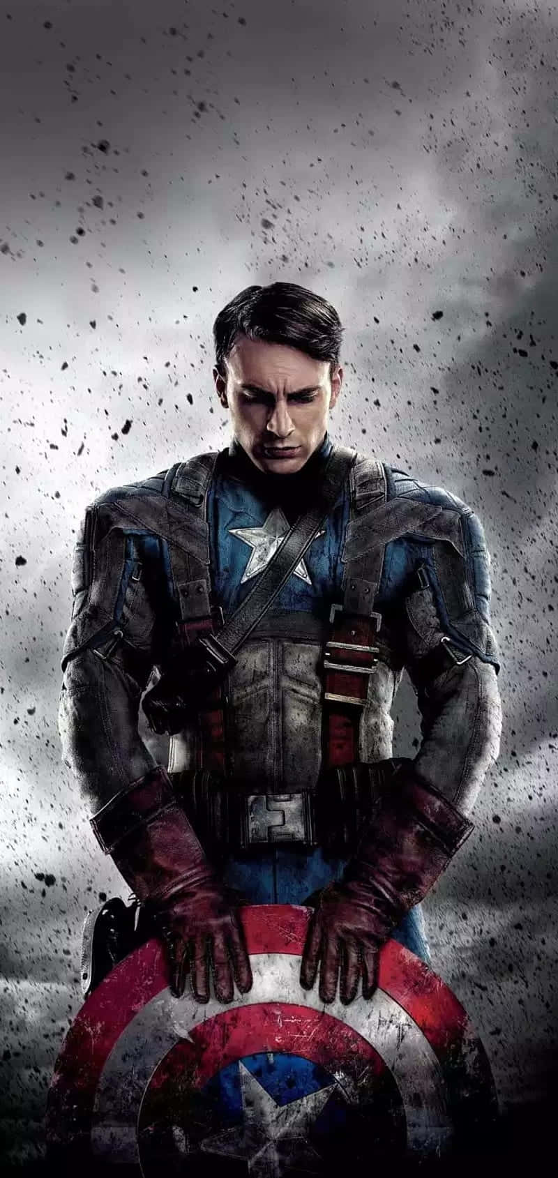 Captain America, iconic shield, gray and black debris, HD Phone Wallpaper