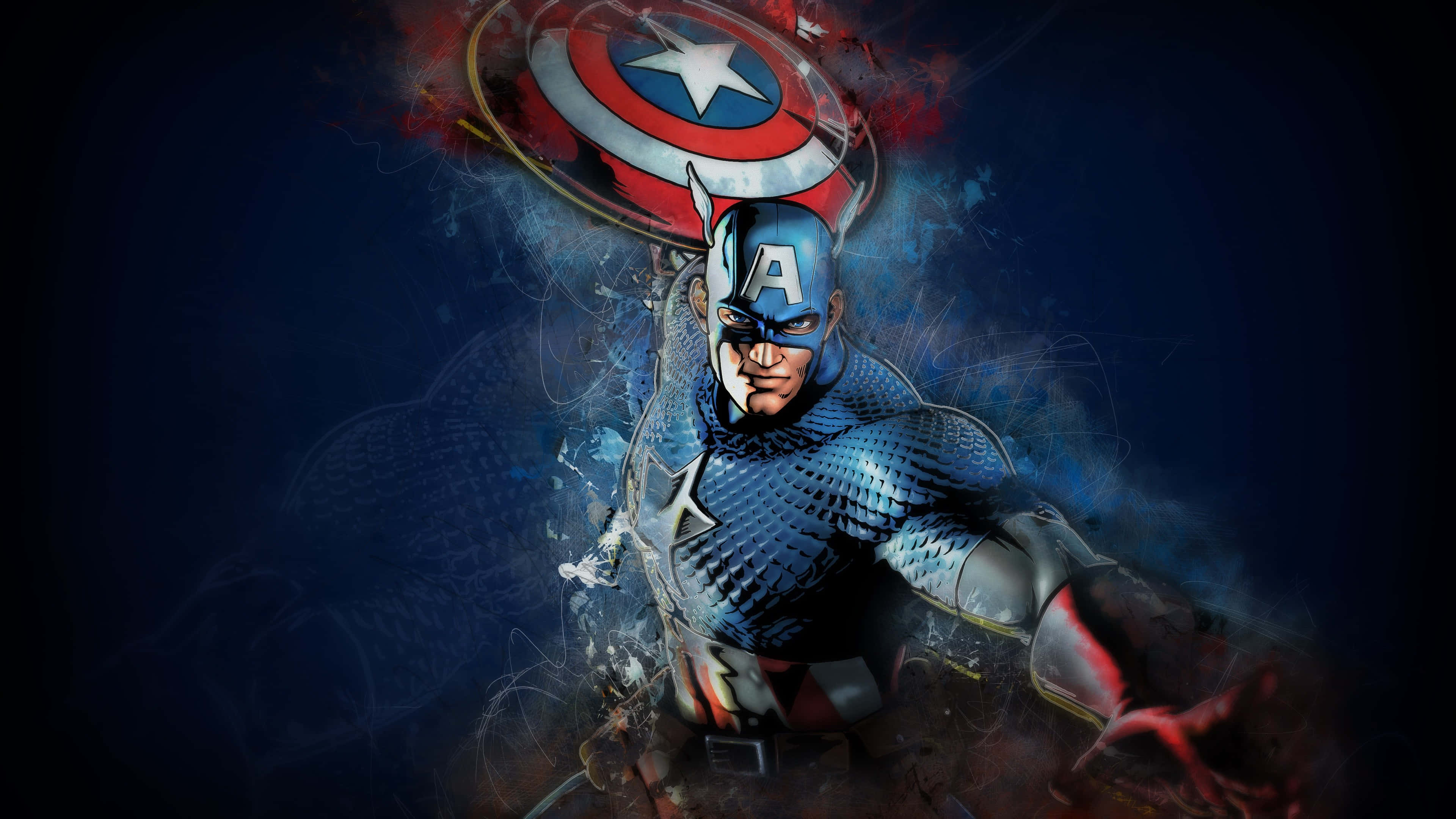 Captain America, shield, dark swirling background, 4K Desktop Wallpaper