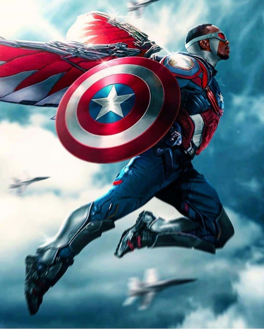 Captain America, iconic shield, wings, HD Phone Wallpaper