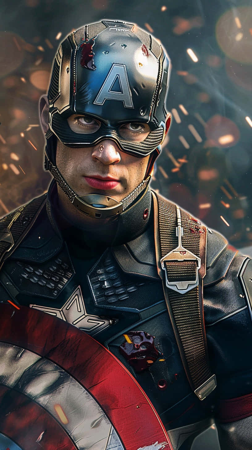 Captain America, battle-worn gear, shield, HD Phone Wallpaper